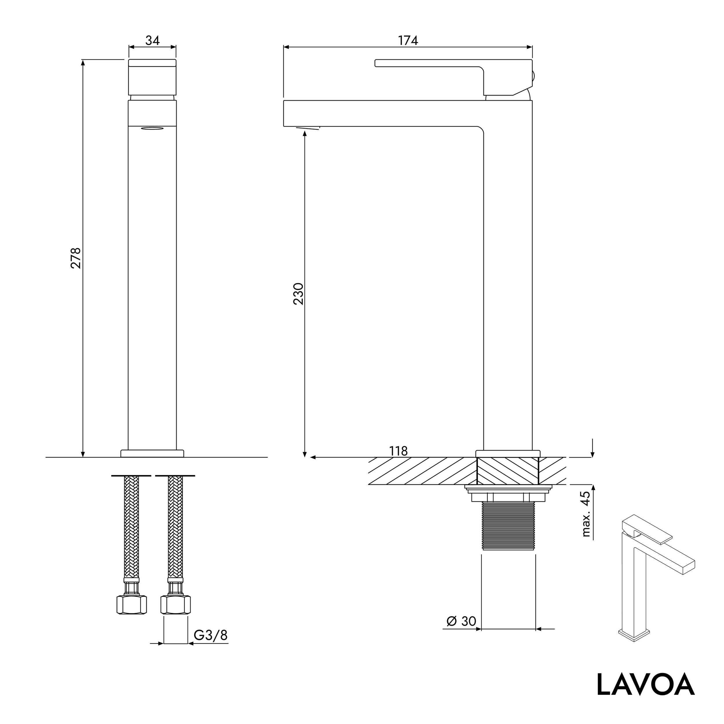 Rubinetto per lavabo LAVOA L