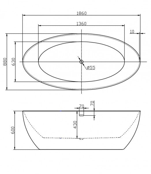 Vasca da bagno autoportante TERRA