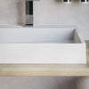 Lavabo sospeso / lavabo da appoggio di marmo fuso BS6001  con due fori per rubinetto- bianco - 120cm