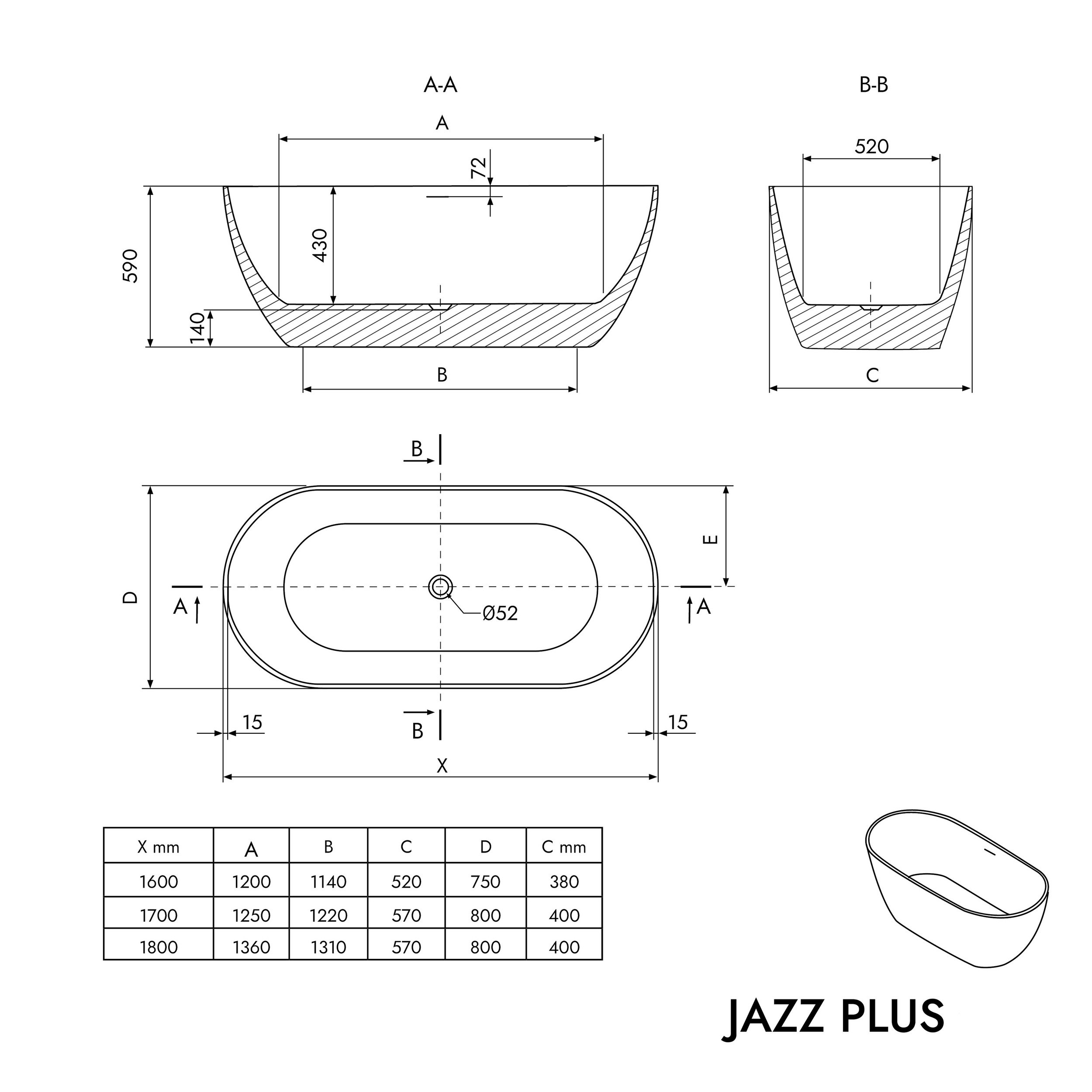 Vasca freestanding JAZZ PLUS 2.0