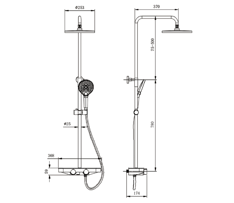 Sistema doccia termostatico BS371