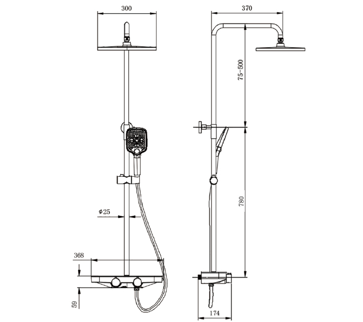 Sistema doccia termostatico BS371