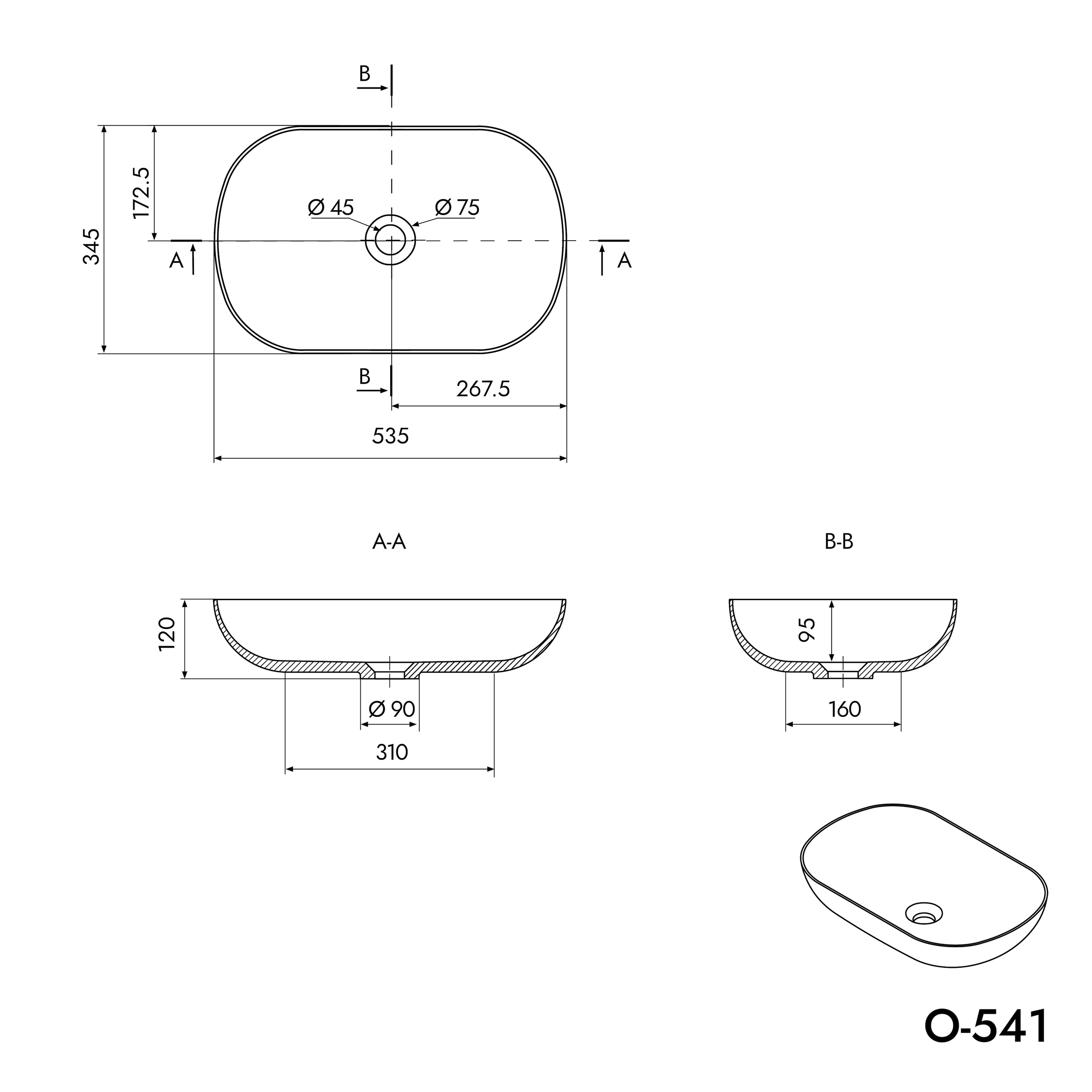 Lavabo da appoggio O-541