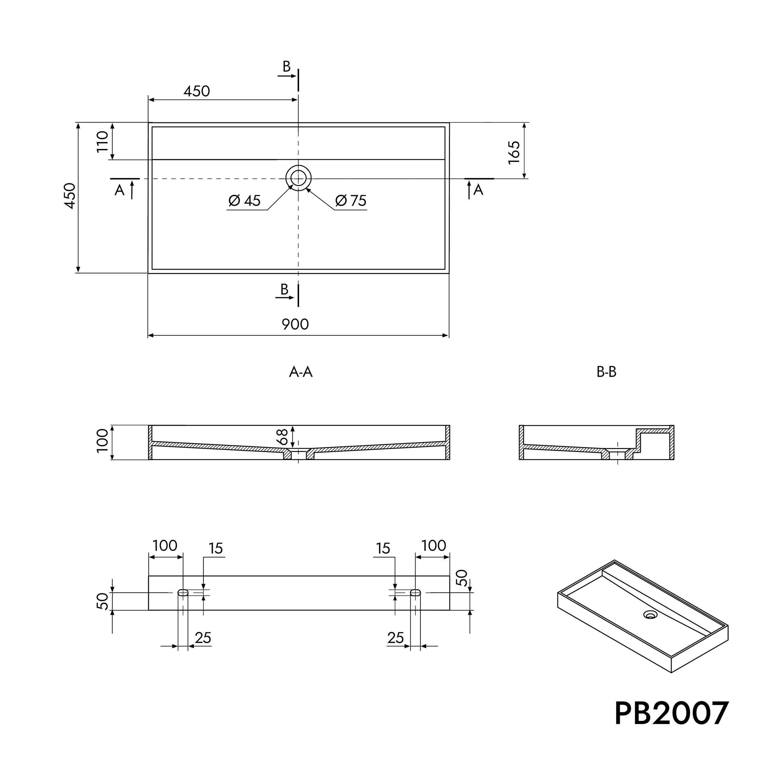 Lavabo da appoggio Lavabo sospeso PB2007