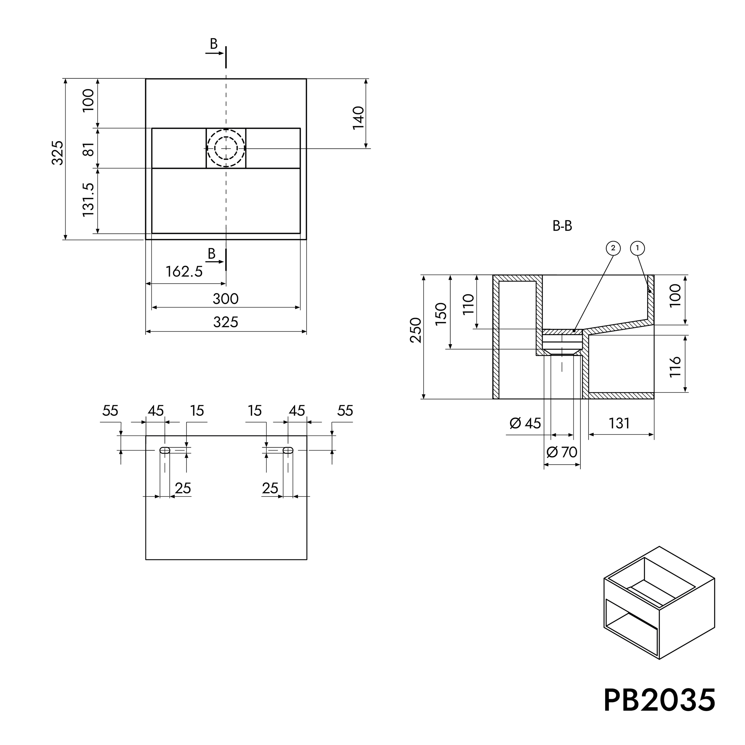 Lavabo da parete PB2035
