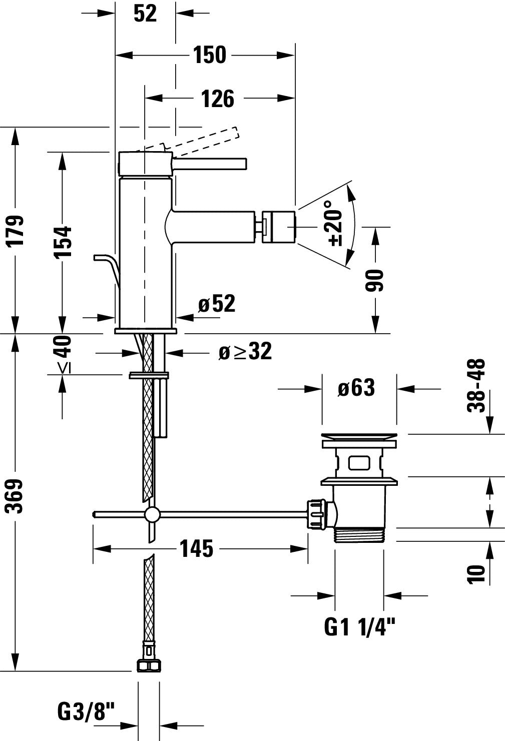 Miscelatore monocomando per bidet Duravit Circle