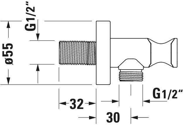 Duravit universale curva di raccordo a parete con supporto per doccia