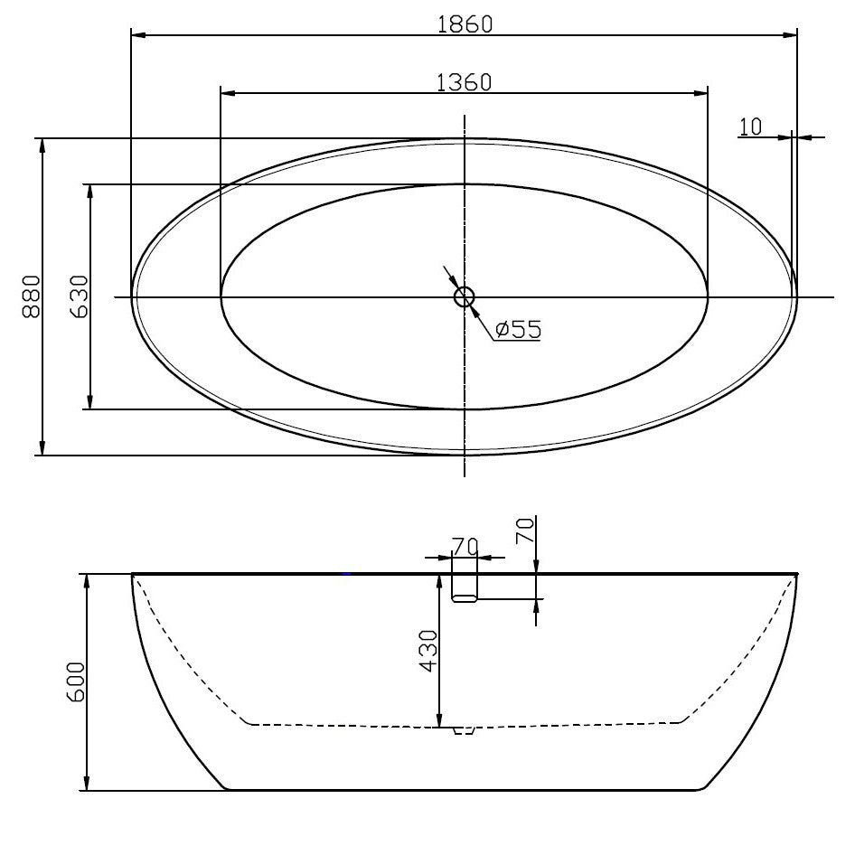 Vasca da bagno autoportante TERRA