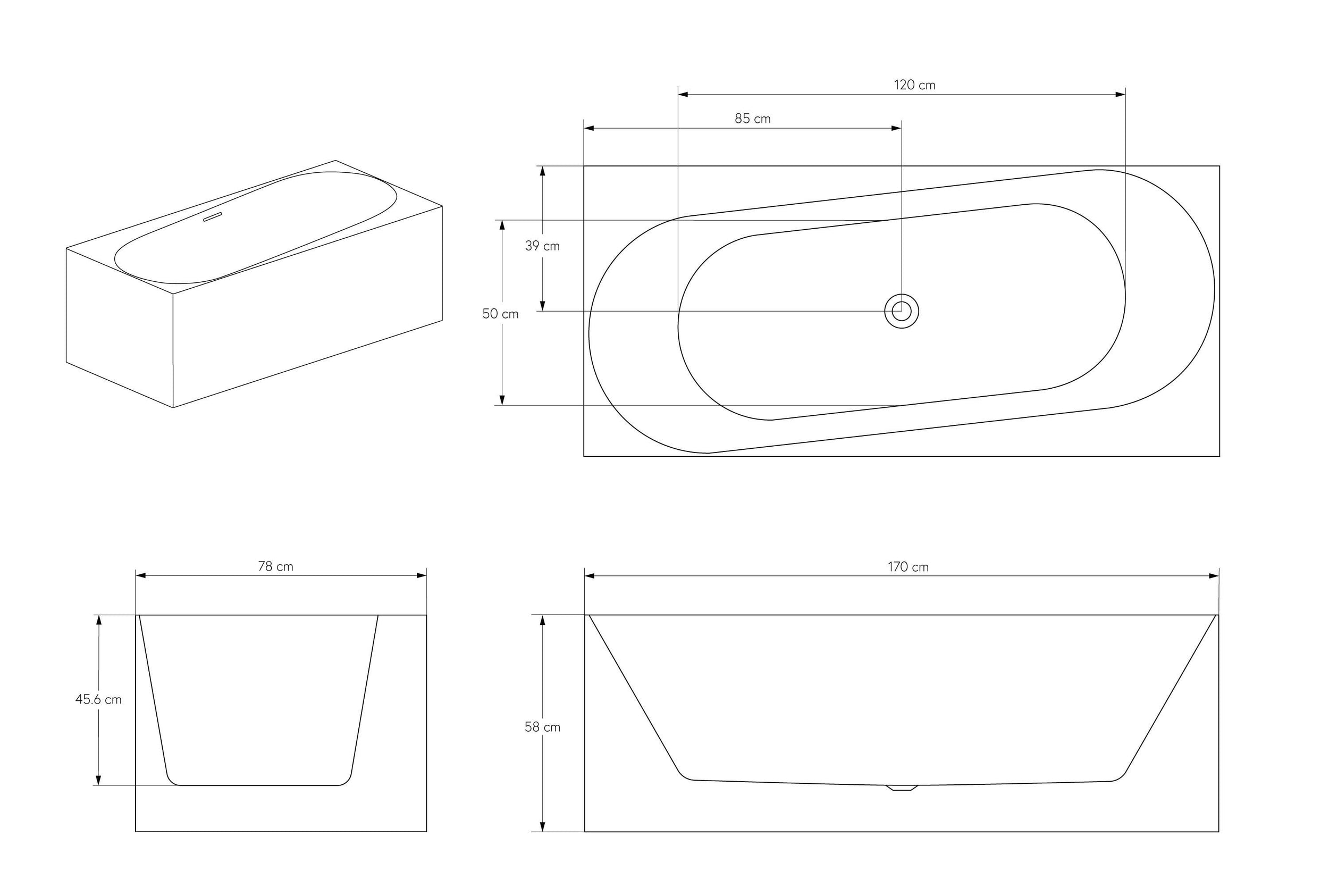 Vasca da bagno autoportante ONDA