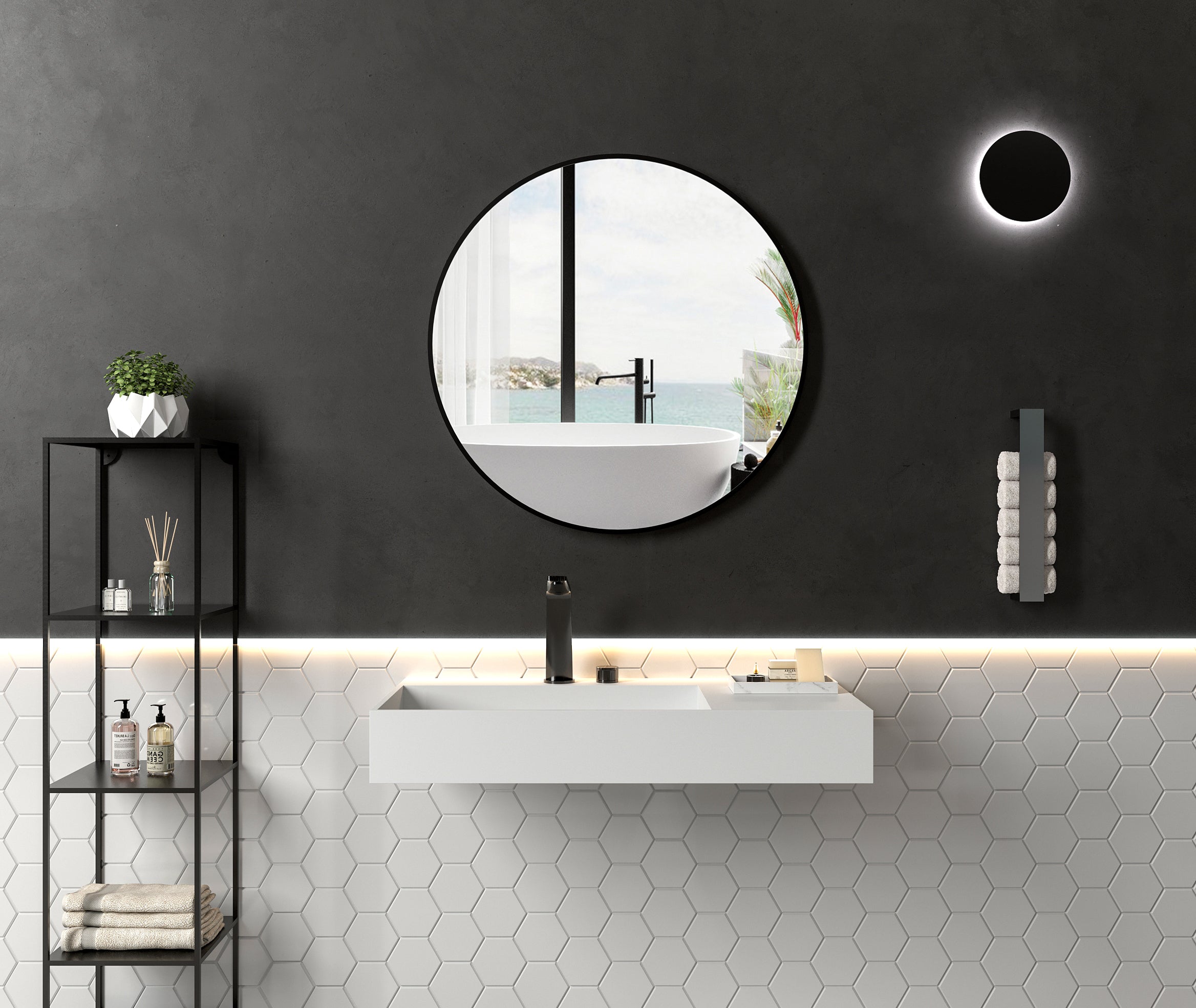 PB2015 lavabo a muro in fusione minerale