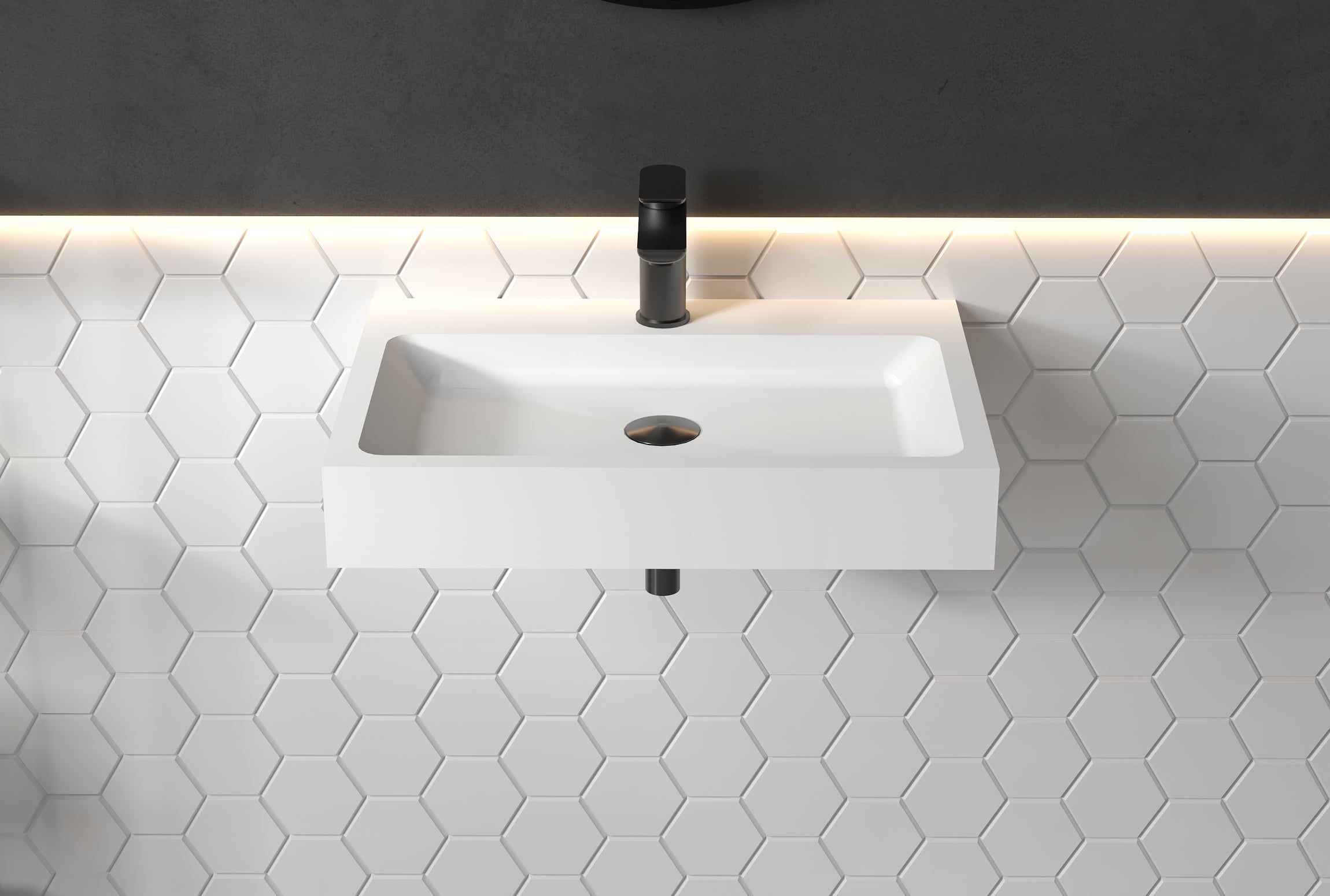 Lavabo a parete in fusione minerale PB2142