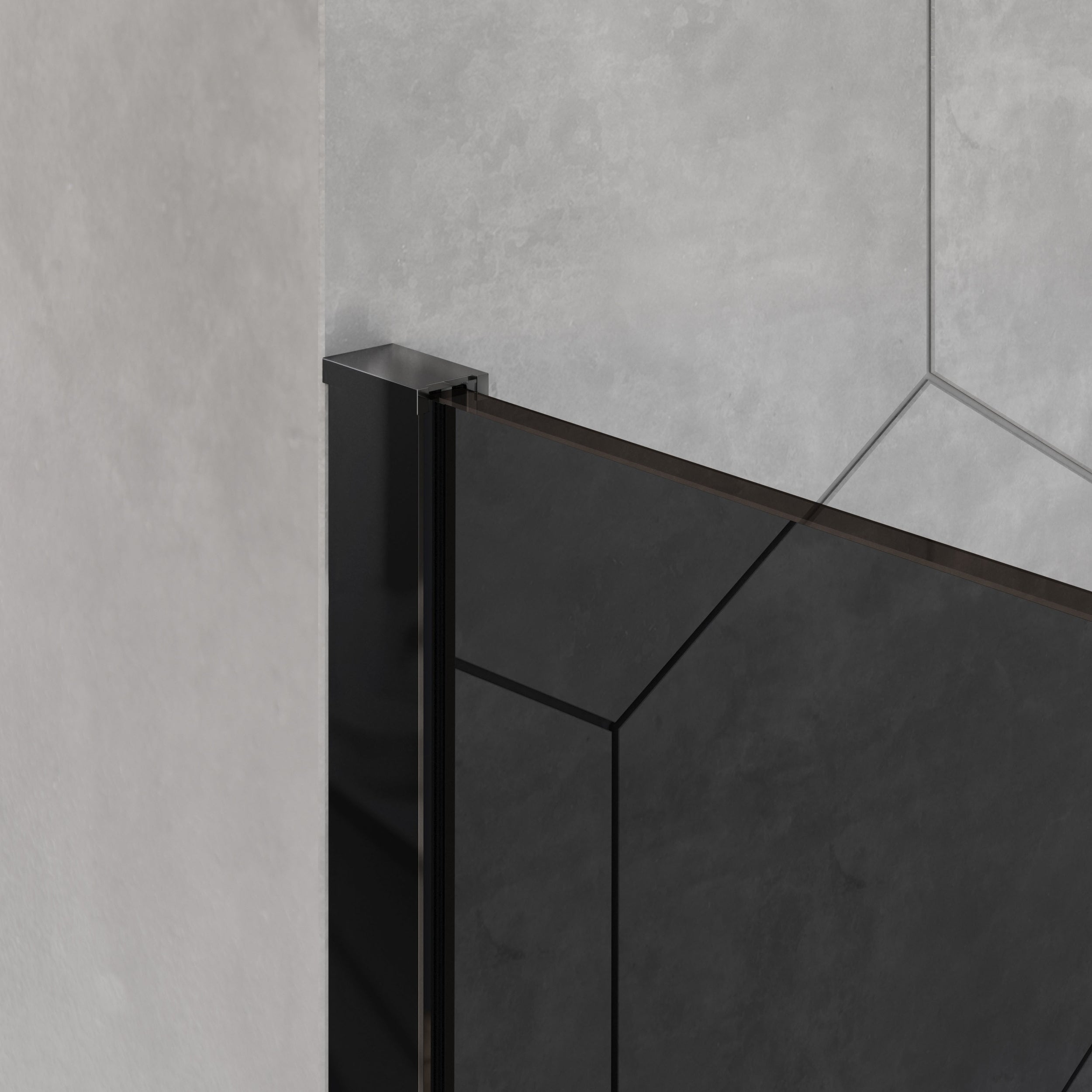 Parete doccia Walk-In - Nano - vetro temprato grigio - 8mm - EX101 nero - larghezza a scelta