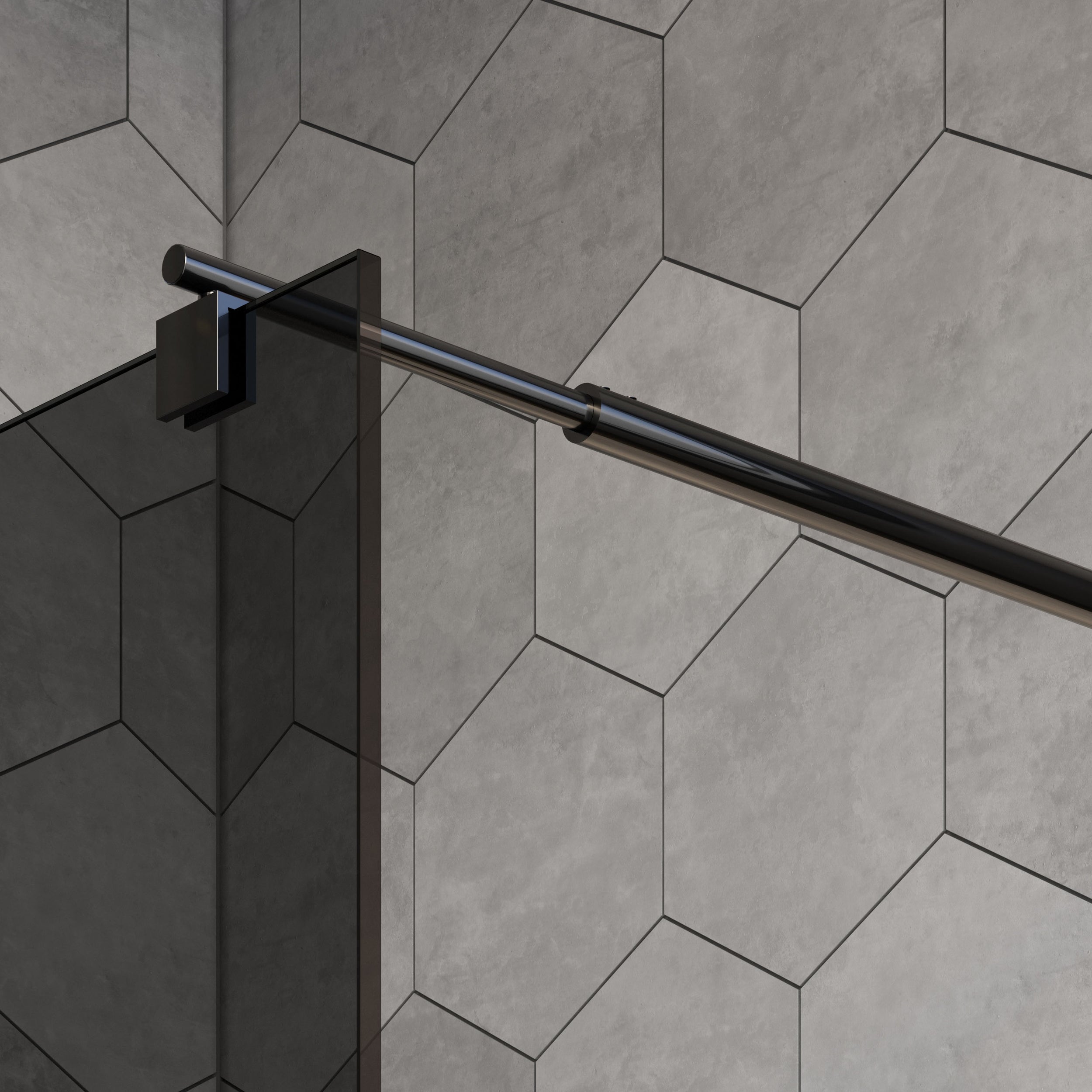 Parete doccia Walk-In - Nano - vetro temprato grigio - 8mm - EX101 nero - larghezza a scelta