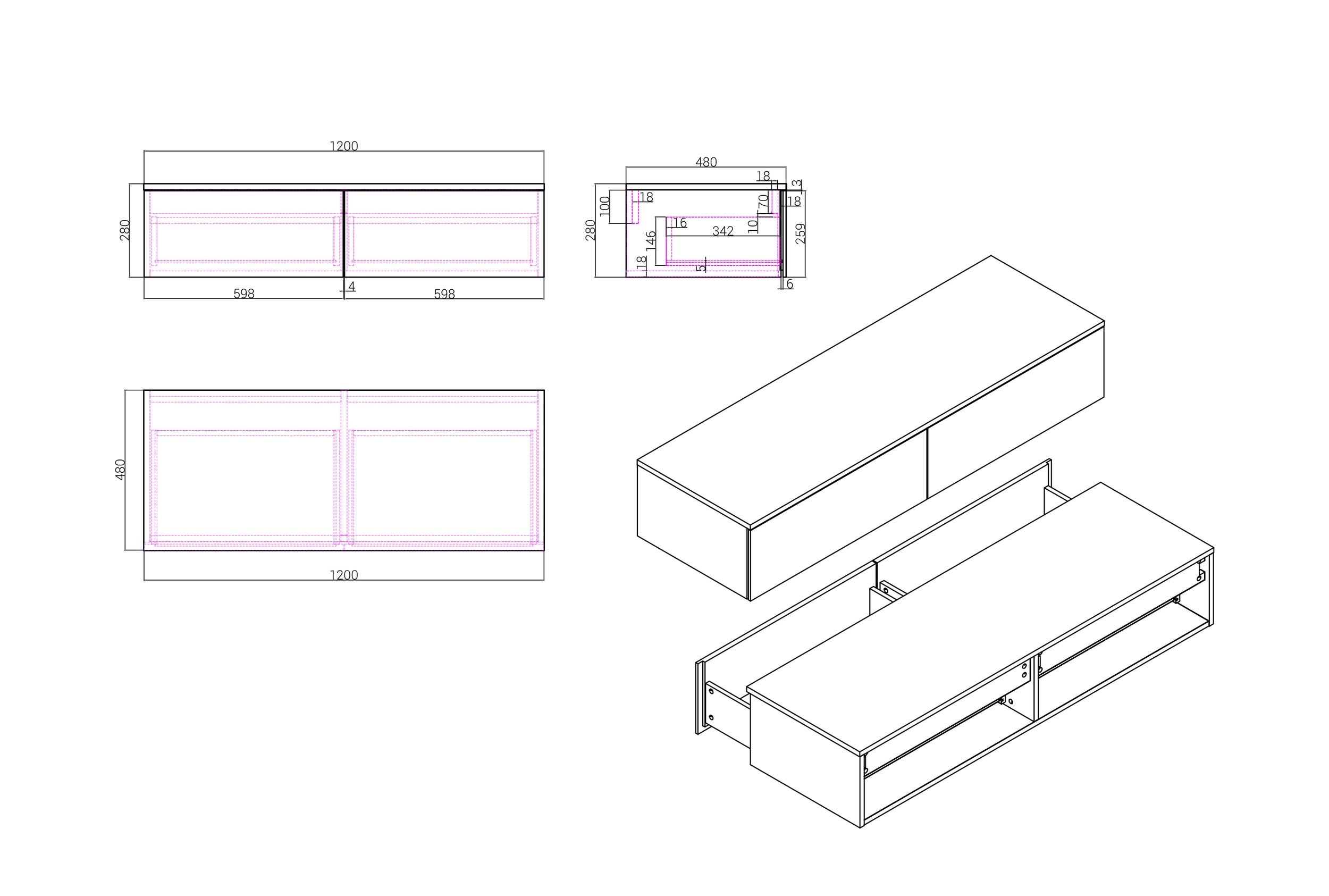 Mobile sottolavabo TLB 120-48