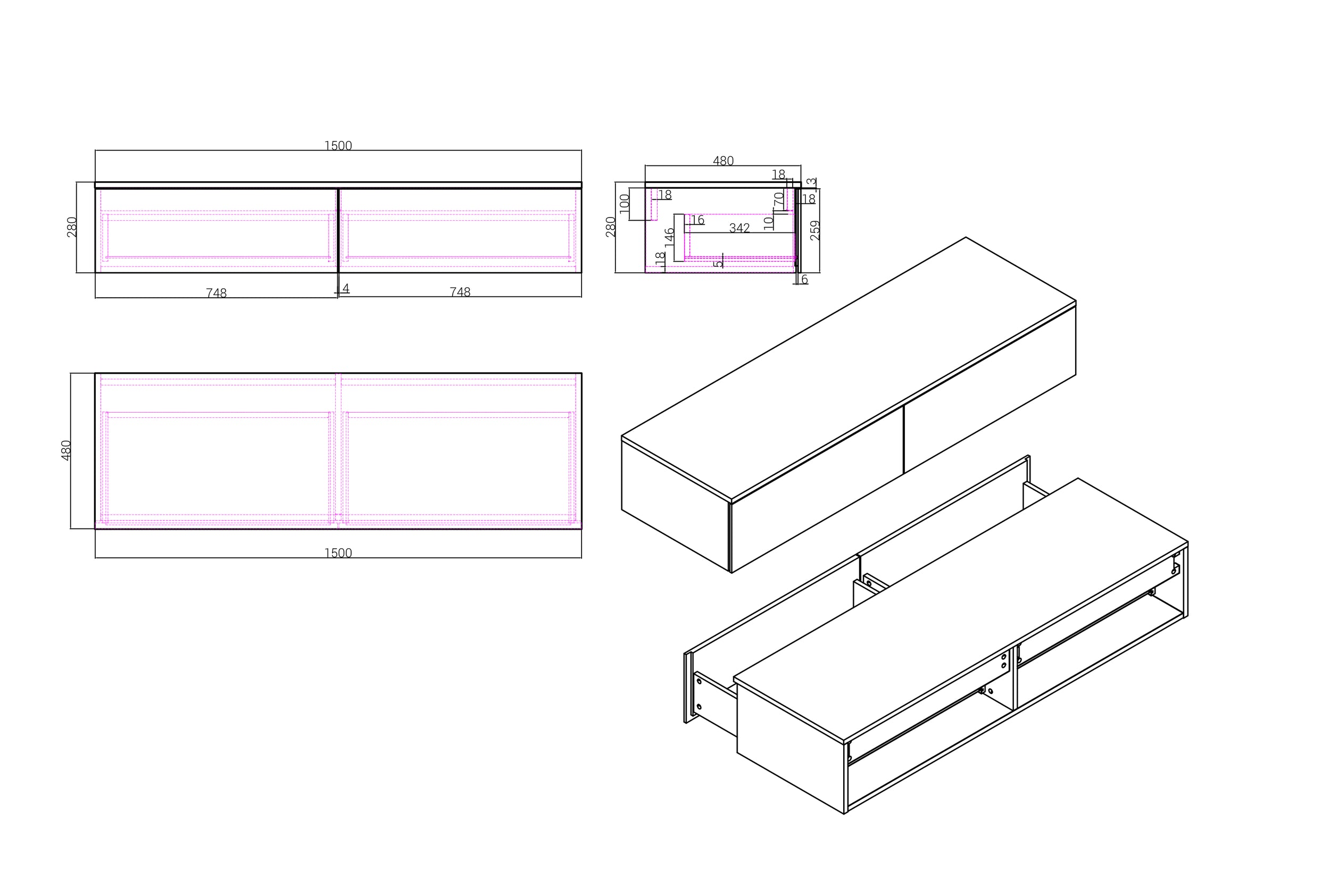 Mobile sottolavabo TLB 150-48