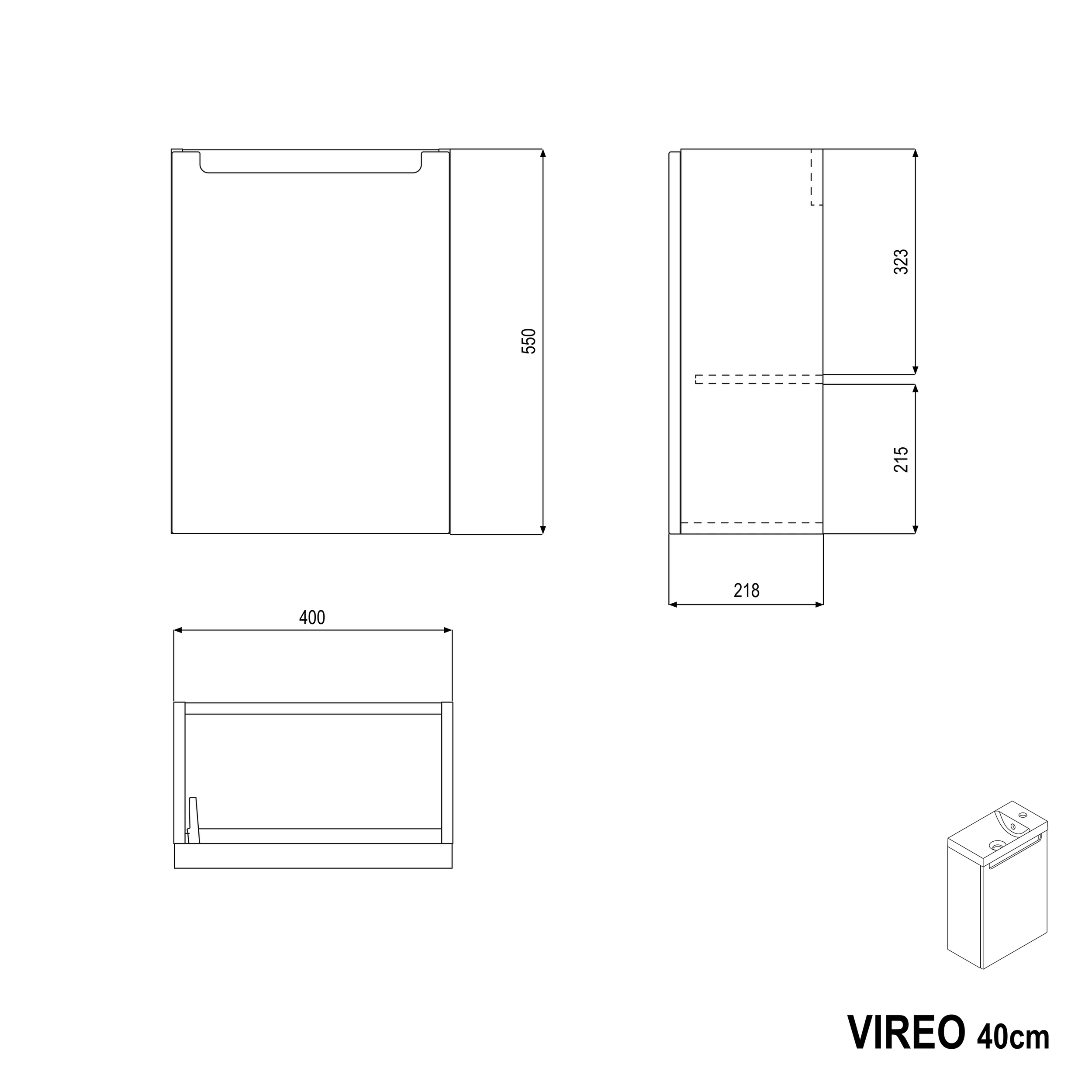 Set di mobili da bagno VIREO 40 cm con lavabo