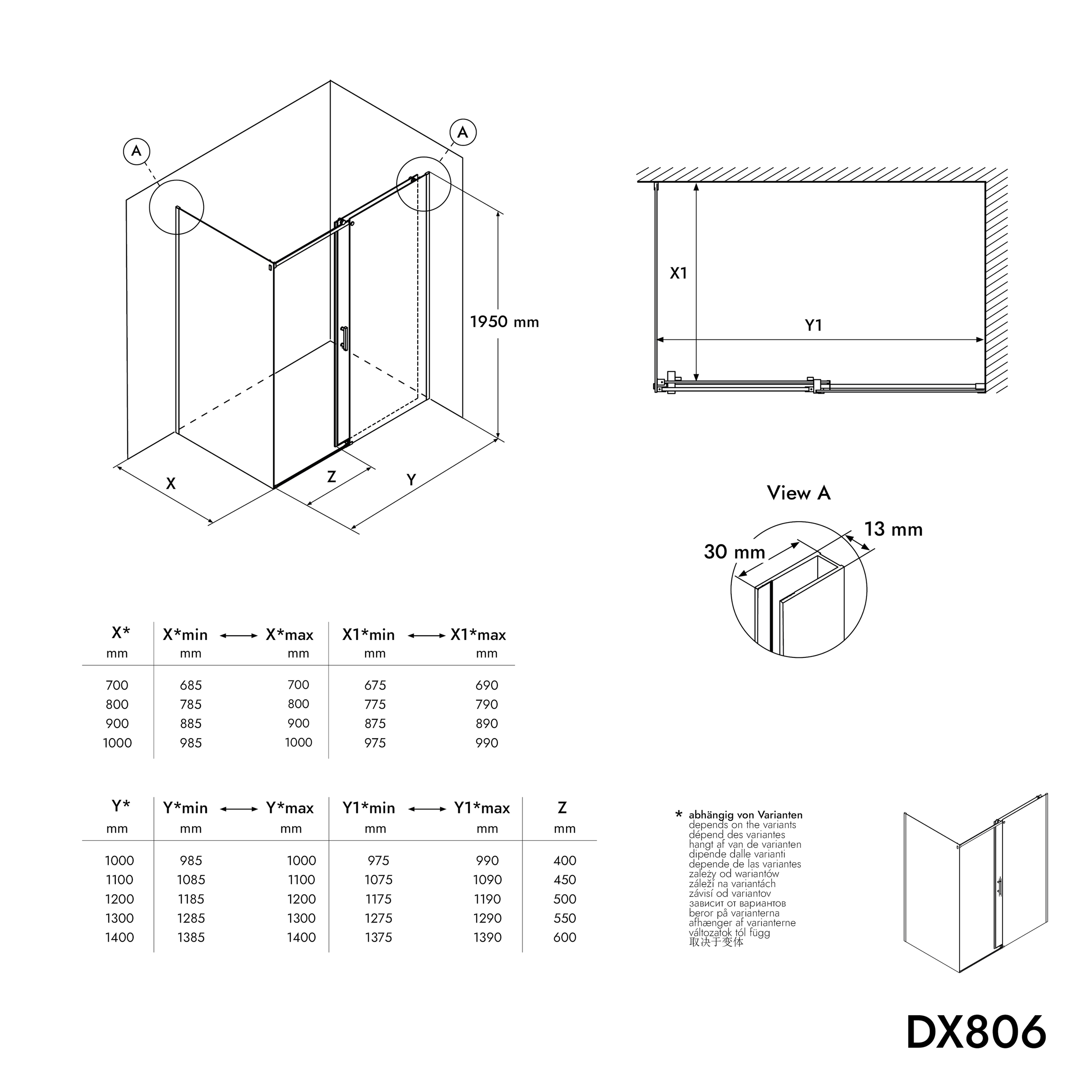 Doccia ad angolo con porta scorrevole NT806 FLEX
