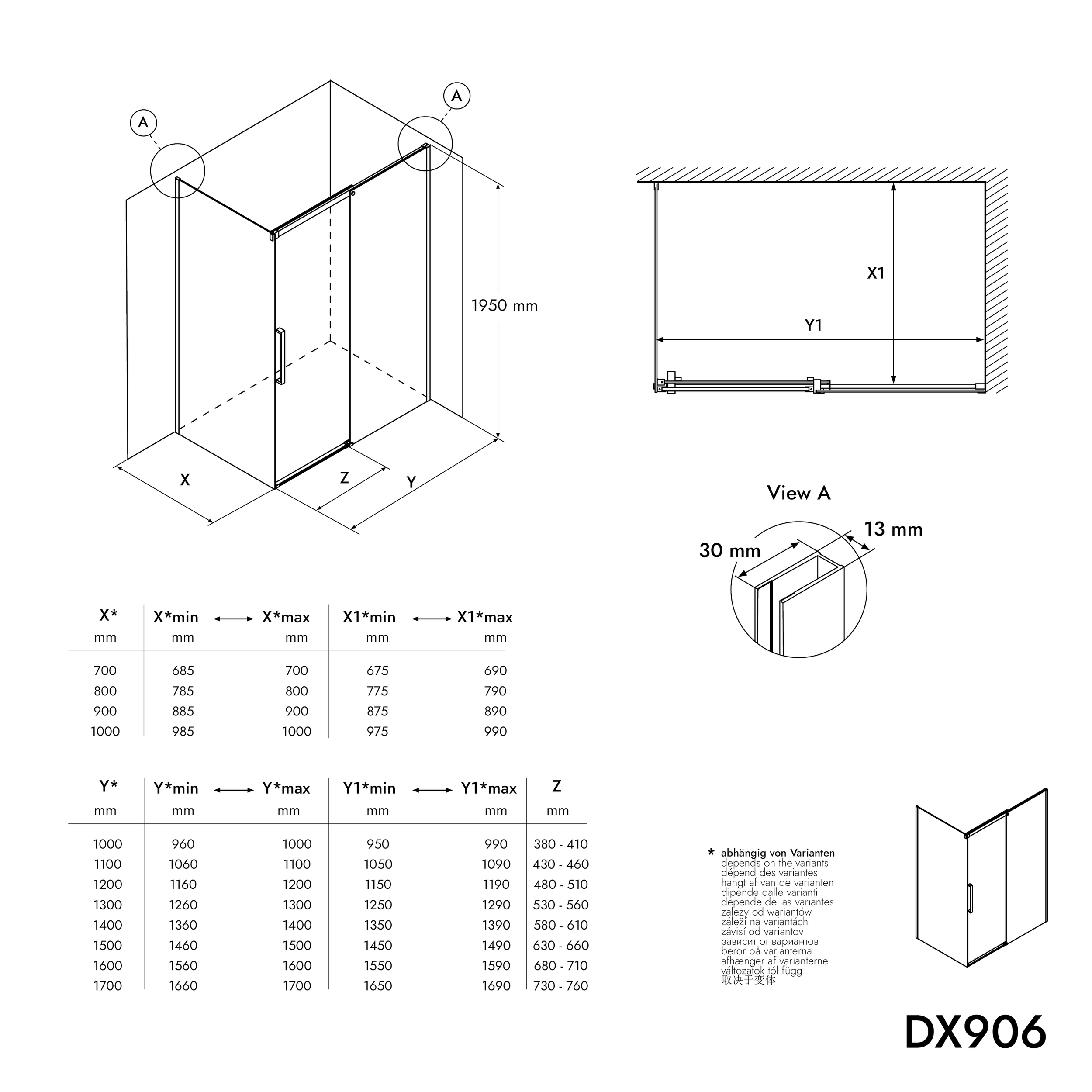 Doccia angolare con porta scorrevole Soft-Close DX906 FLEX