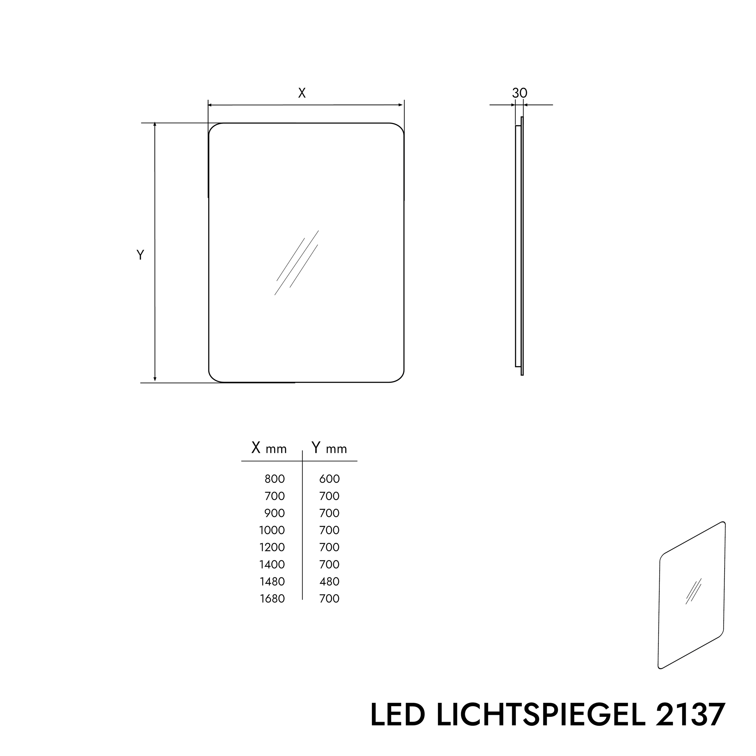 Specchio luminoso a LED 2137