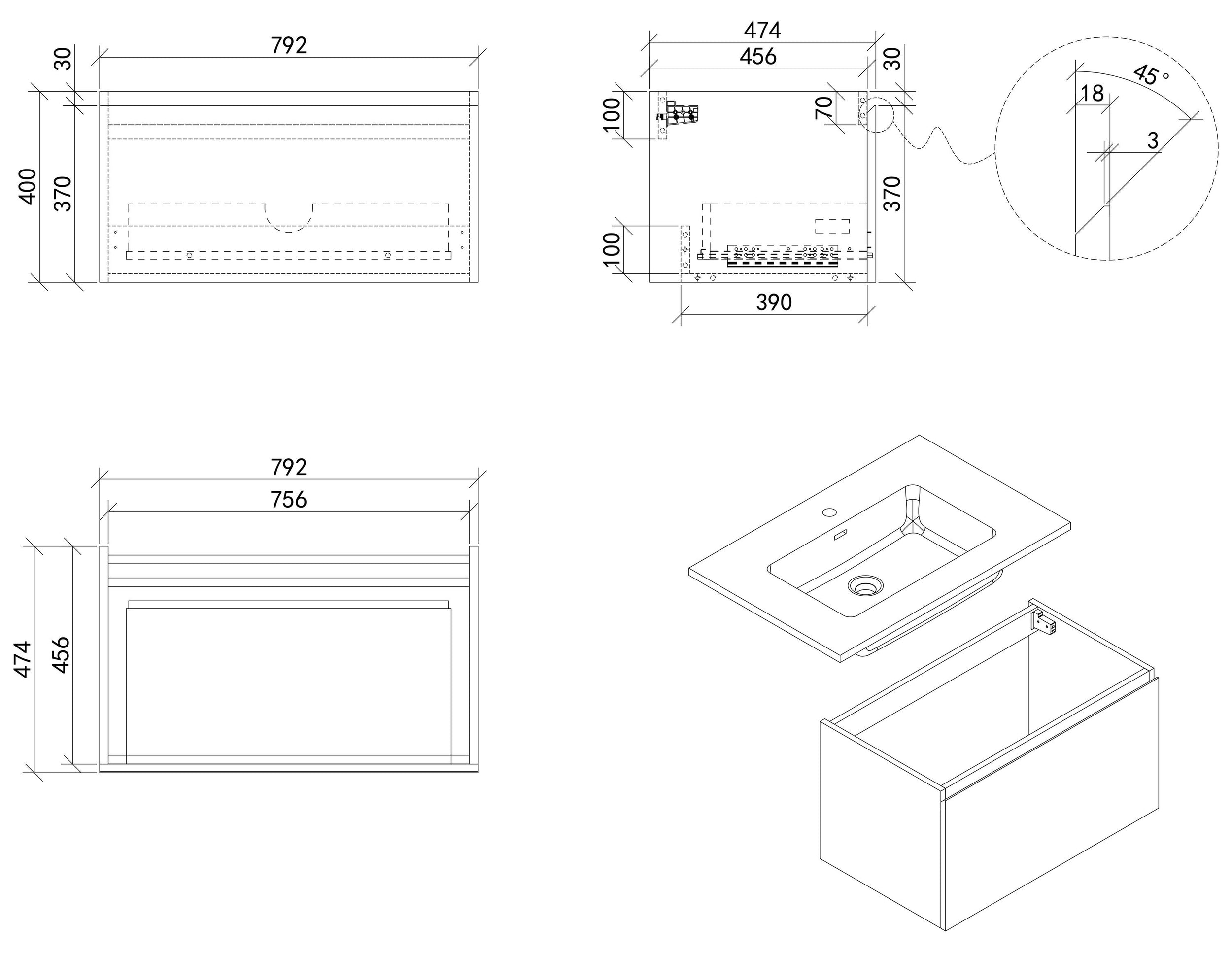Mobile sottolavabo Alice 800