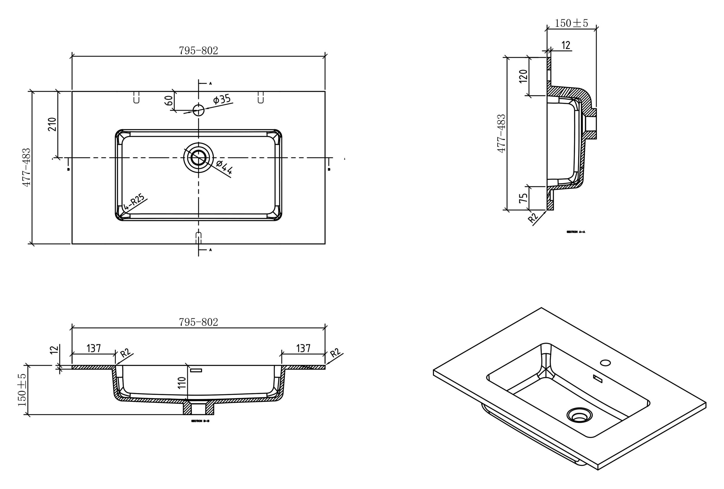 Mobile sottolavabo Alice 800