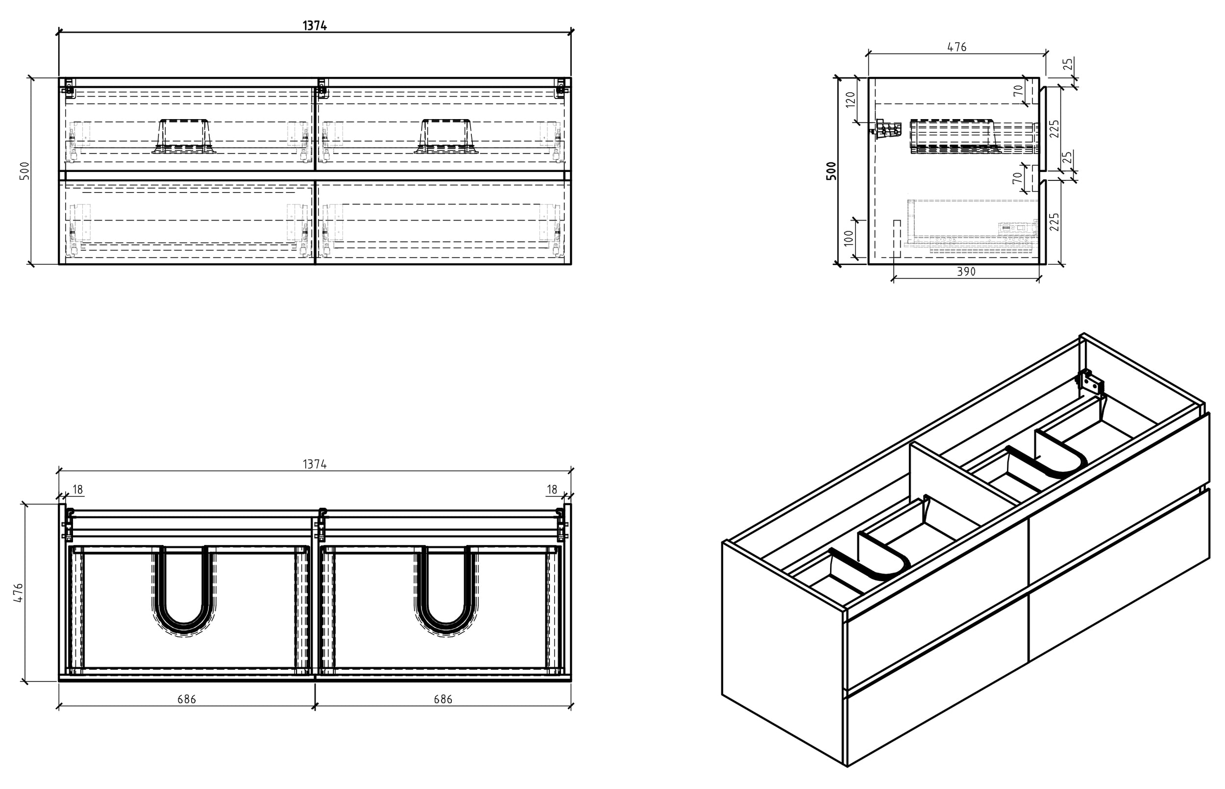 Mobile lavabo Alice 1380