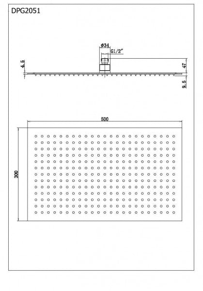 Soffione rettangolo DPG2051