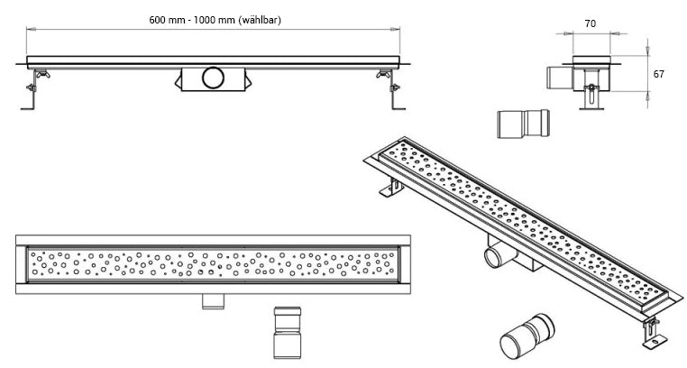 Canalina doccia in acciaio inox GT01