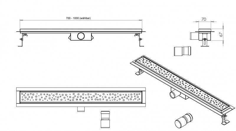 Canalina doccia in acciaio inox GL01