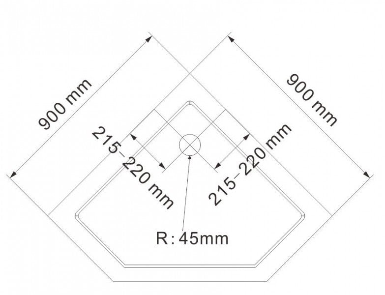 Piatto Doccia Pentagonale 90 x 90 cm e Piletta di Scarico