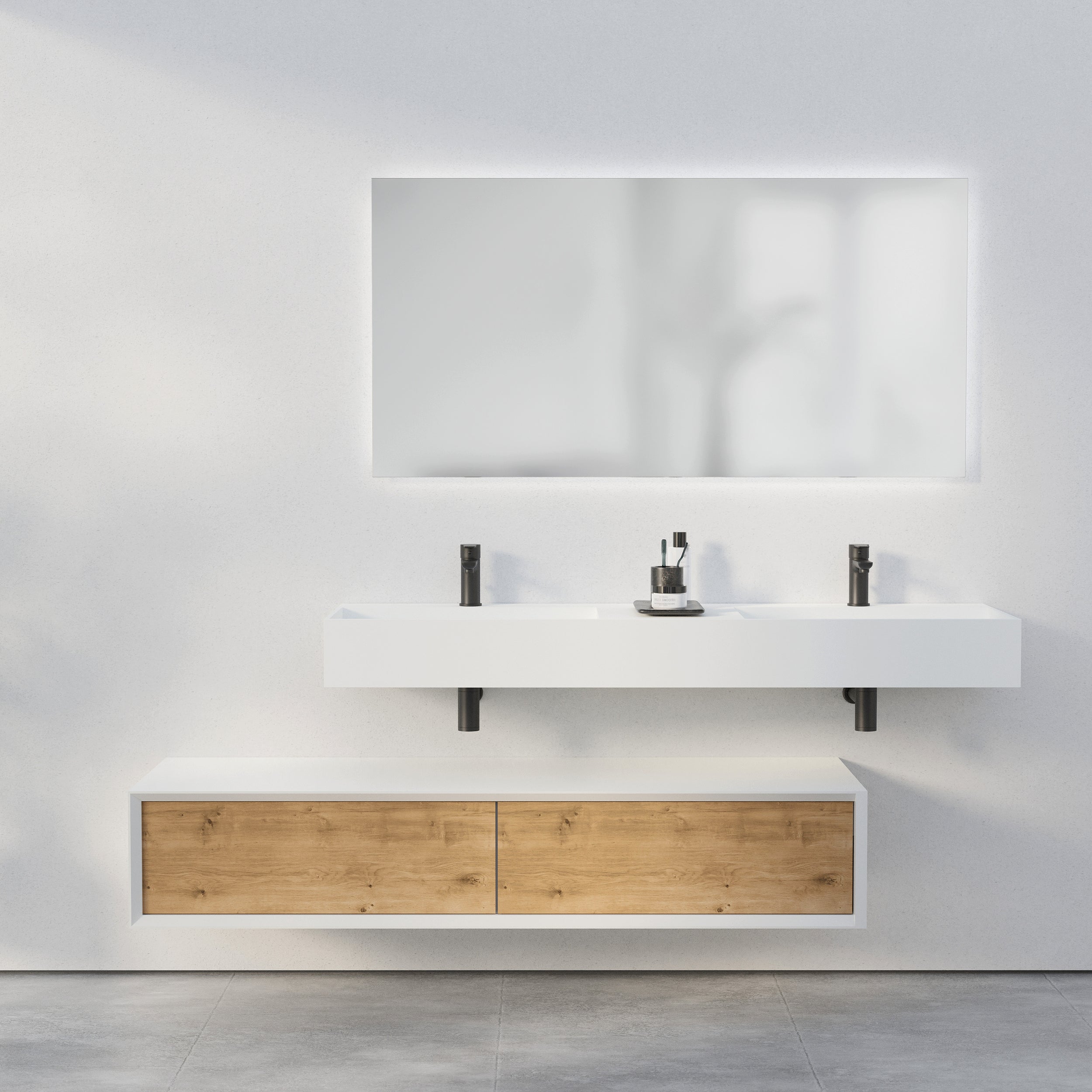 Mobile da bagno Sideboard Fiona Slim 160 cm Bianco Opaco