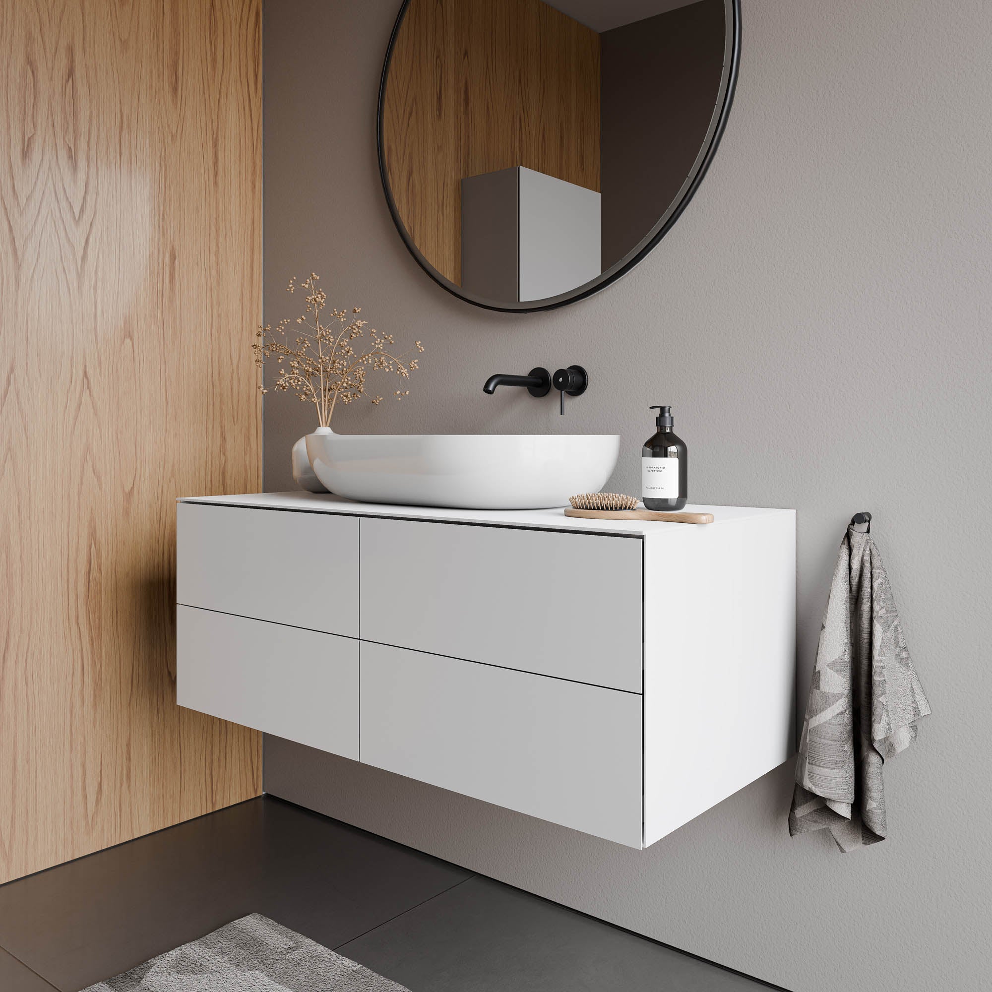 Mobiletto ARCTIC 1200 bianco Softtouch per lavabo da appoggio