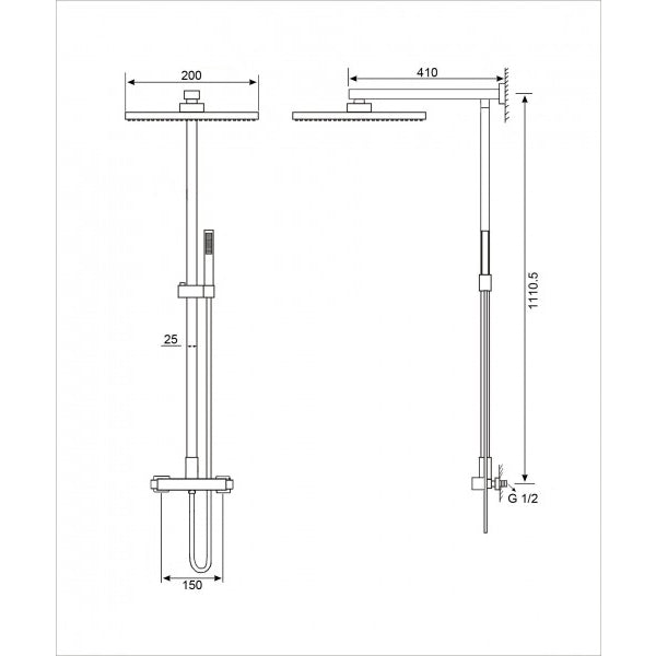 Sistema doccia 8921C Basic con termostato SEDAL