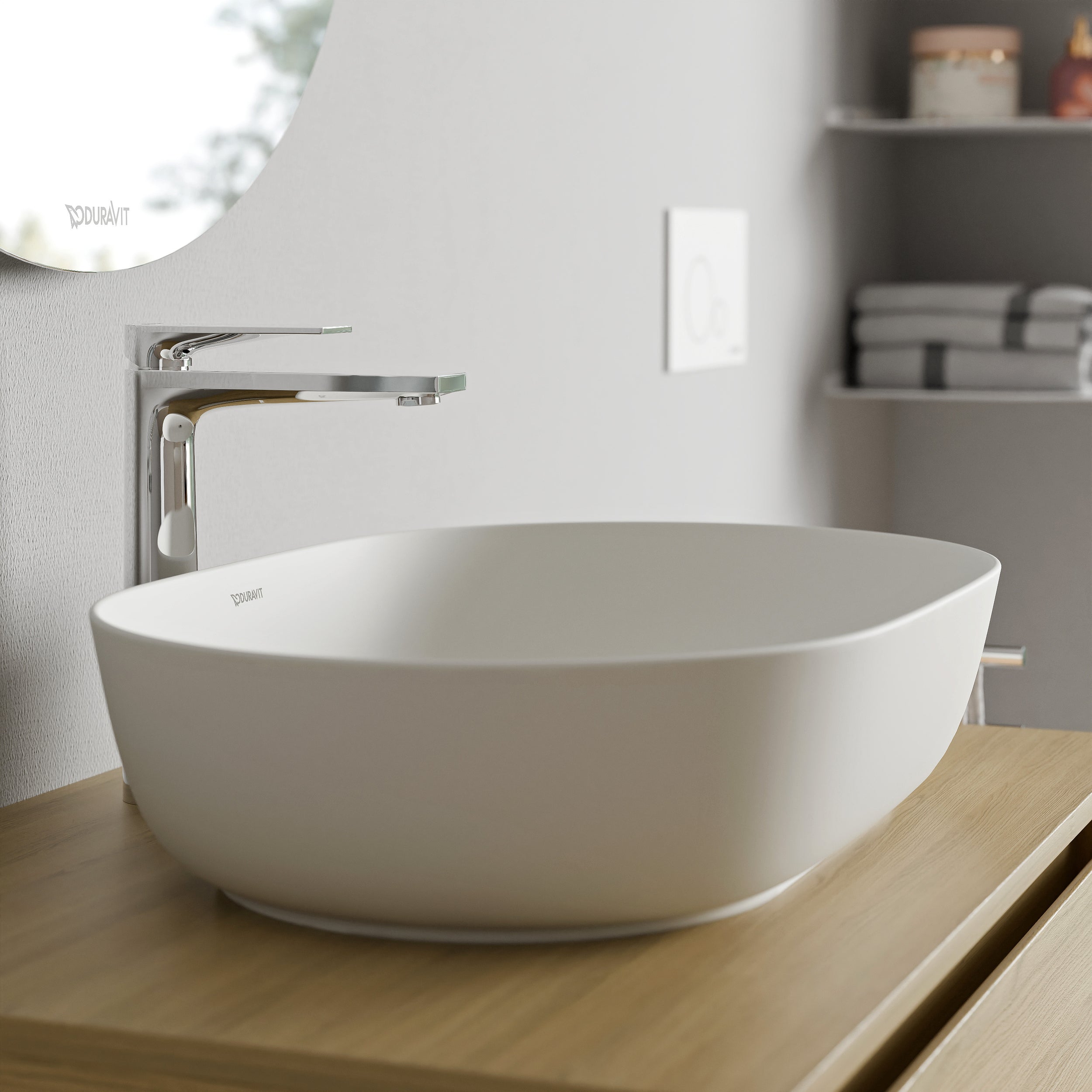 Lavabo da appoggio Duravit Lagoa 60 cm, DuraCast Smooth - Bianco opaco