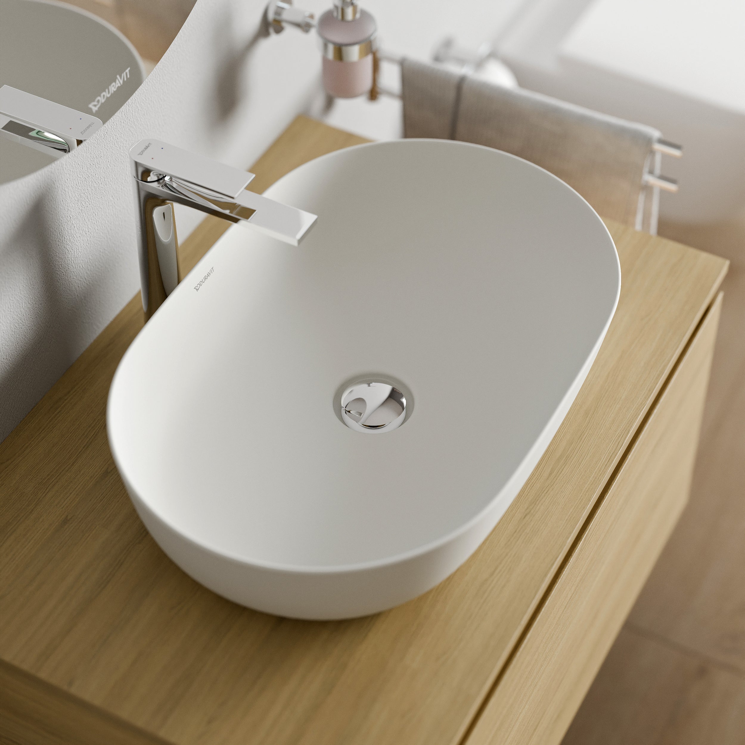 Lavabo da appoggio Duravit Lagoa 60 cm, DuraCast Smooth - Bianco opaco