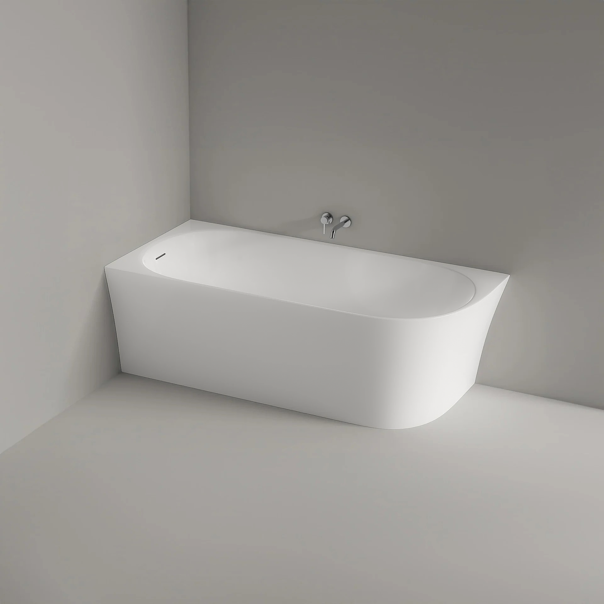 Vasca da bagno salvaspazio semi-freestanding NORA CORNER acrilico bianco opaco