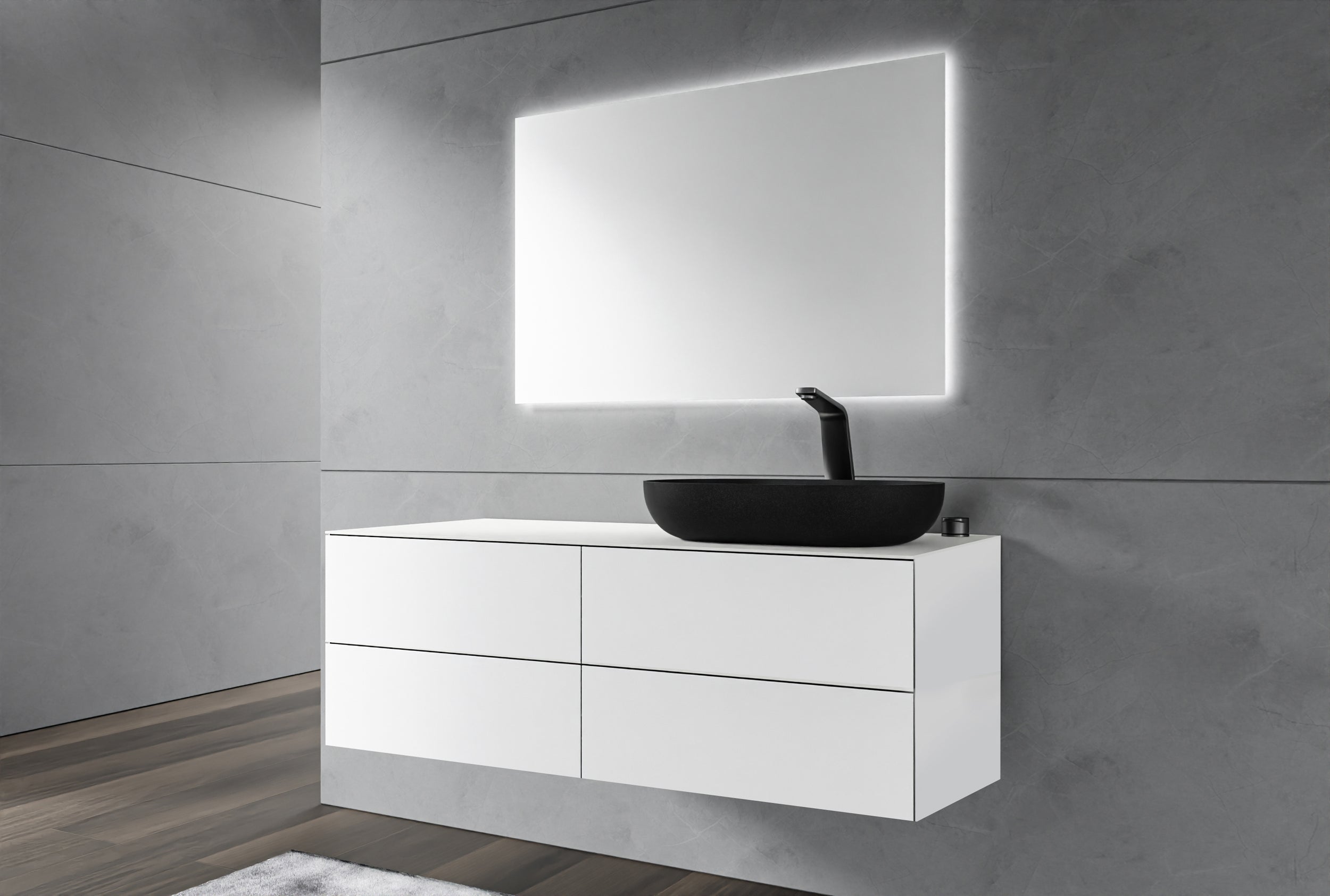 Mobiletto ARCTIC 1200 bianco Softtouch per lavabo da appoggio