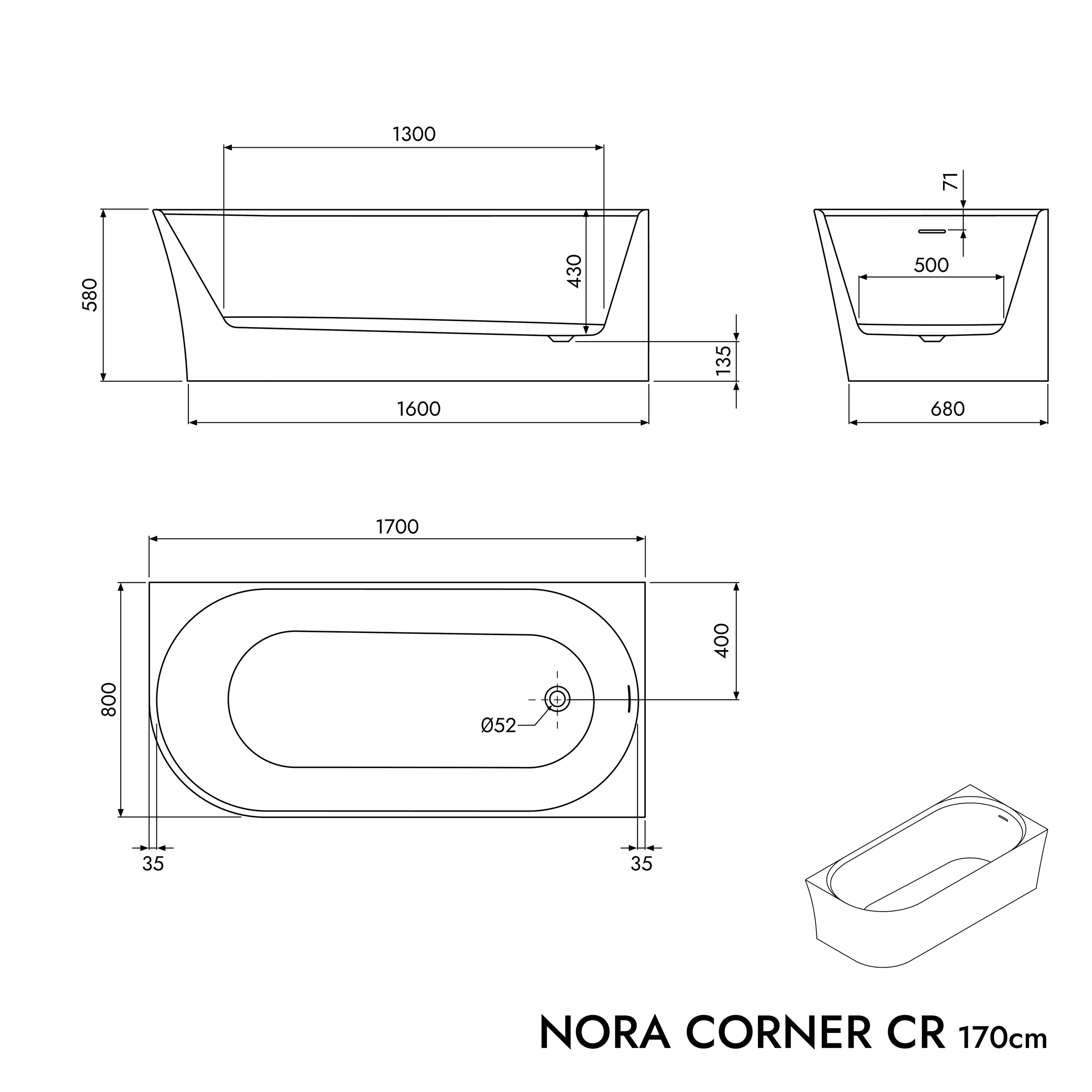 Vasca da bagno salvaspazio semiautonomo NORA CORNER Acrilico Bianco opaco