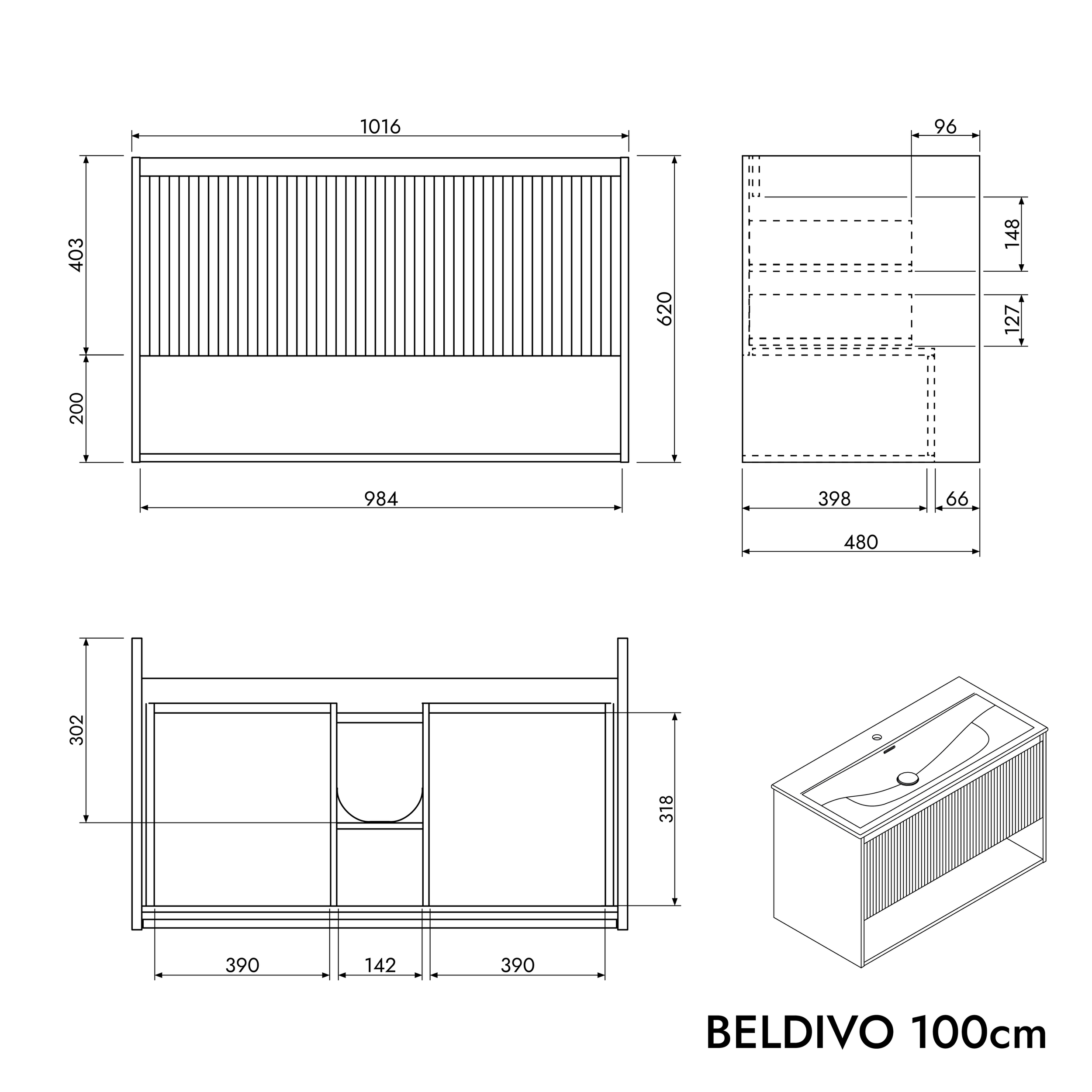 Lavabo Duravit con mobiletto BELDIVO 100 cm