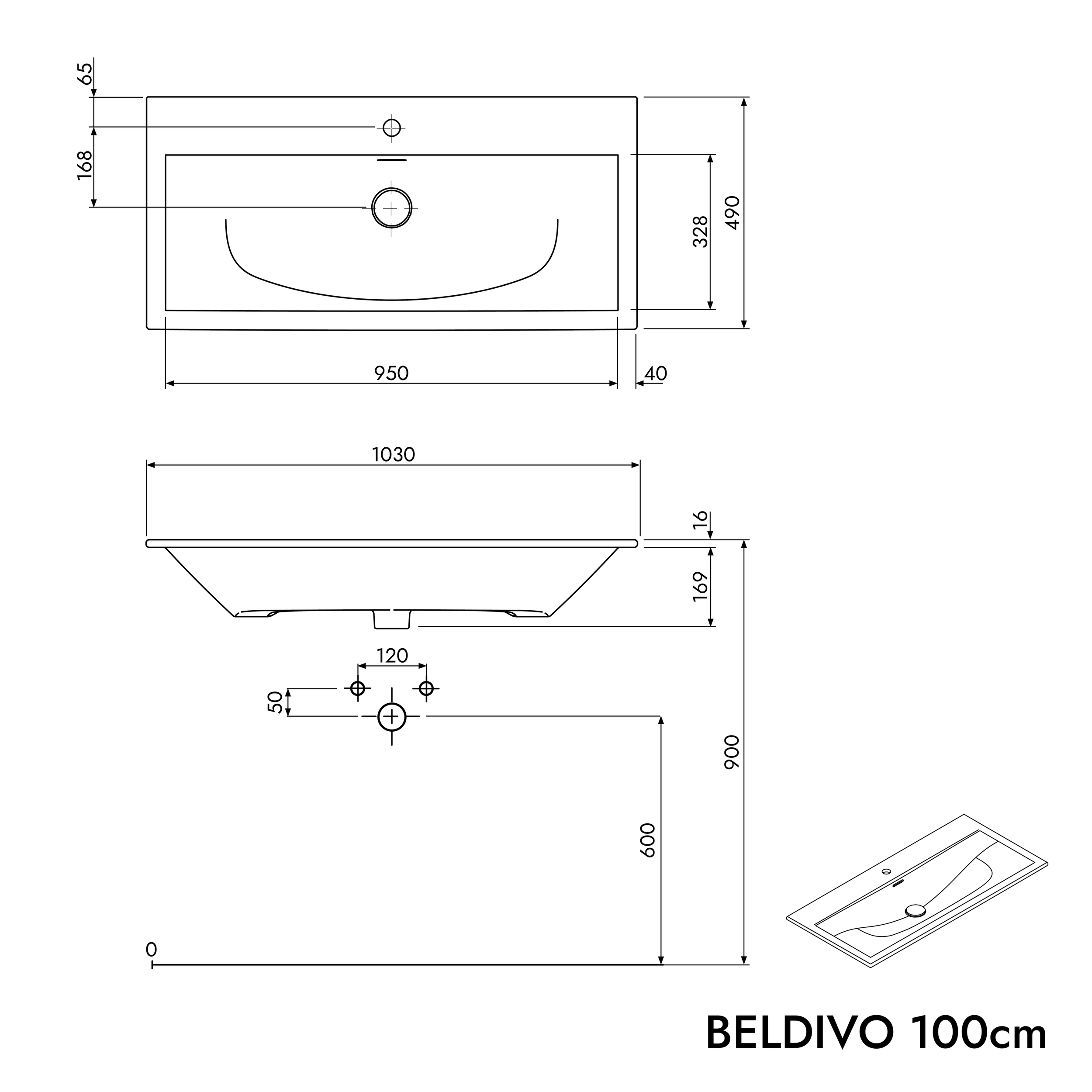 Lavabo Duravit con mobiletto BELDIVO 100 cm