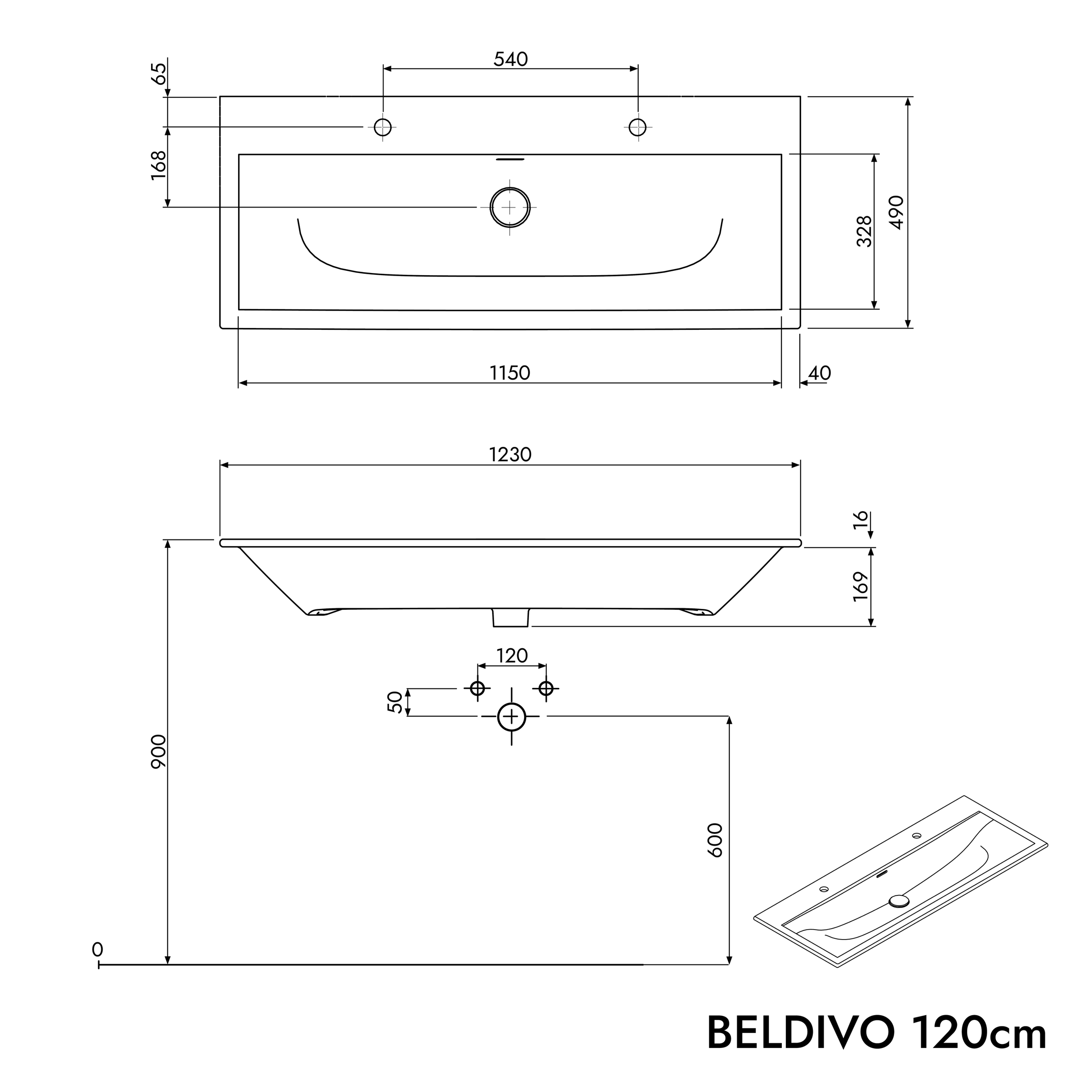 Set di mobili da bagno BELDIVO 120 cm