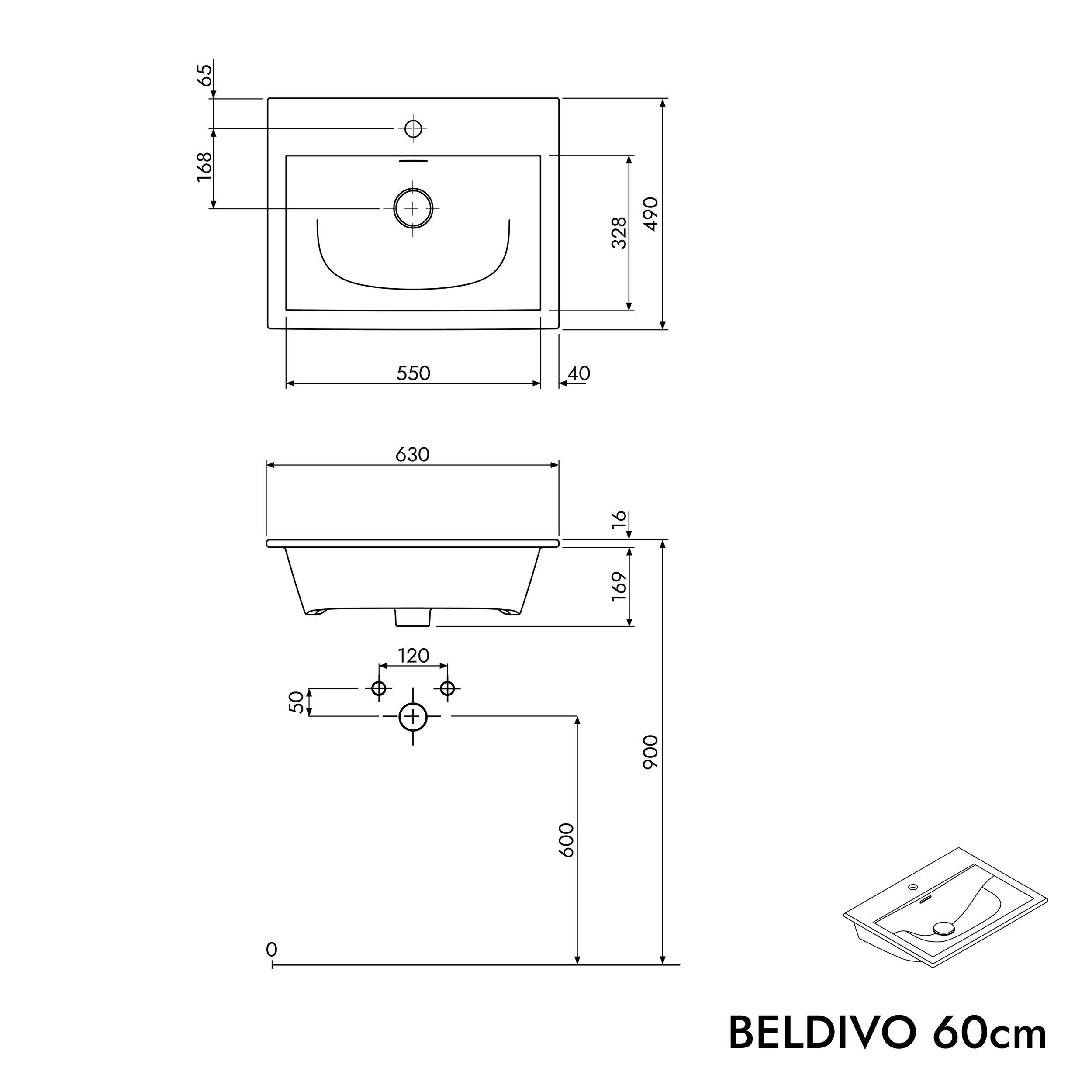 Set di mobili da bagno BELDIVO 60 cm con lavabo