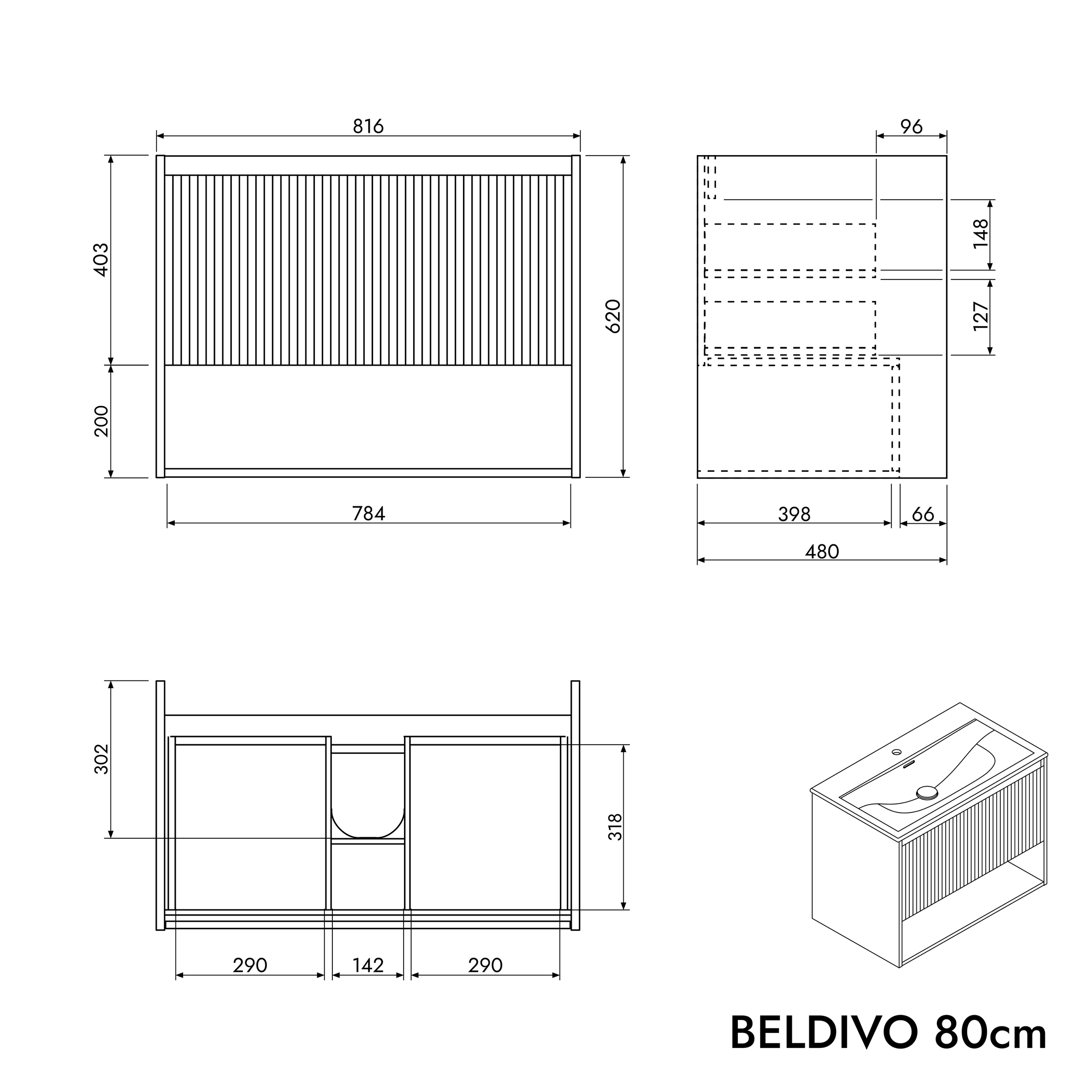 Lavabo Duravit con mobiletto BELDIVO 80 cm