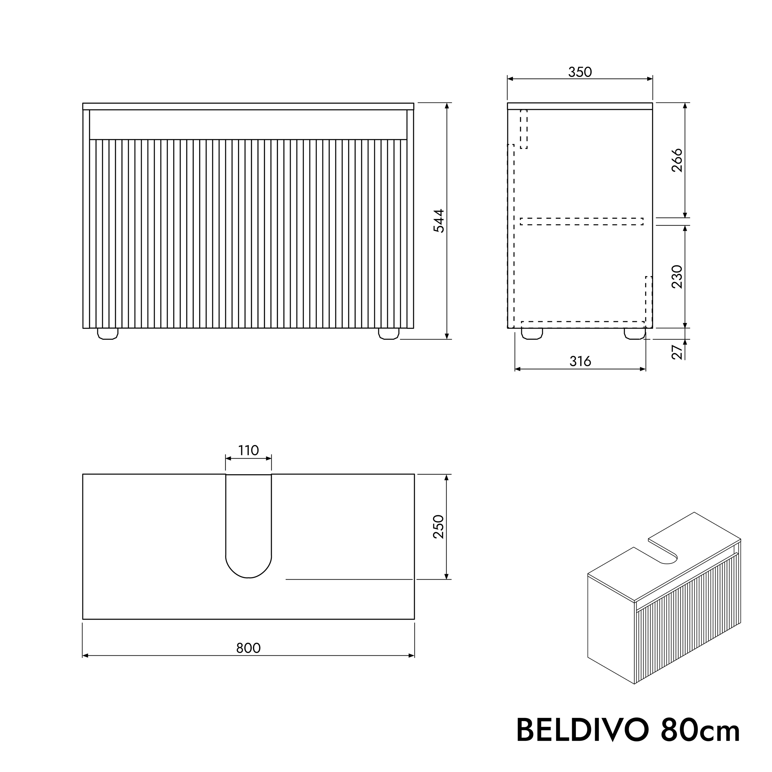 Mobile lavabo BELDIVO 80 cm