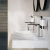 Lavabo sospeso / lavabo da appoggio di marmo fuso BS6001  con due fori per rubinetto- bianco - 120cm