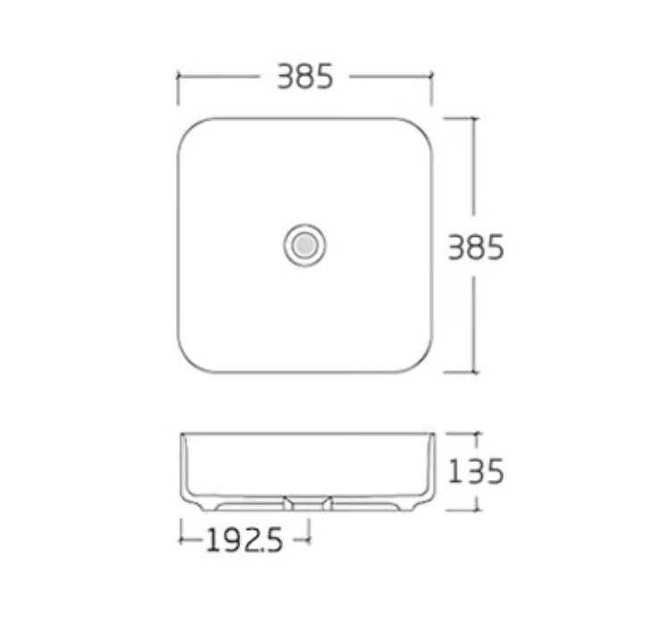 Lavabo da appoggio in ceramica sanitaria KW6134 - 38,5 x 38,5 x 13,5 cm - Colore a scelta