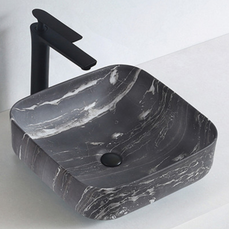 Lavabo da appoggio in ceramica sanitaria KW6134 - 38,5 x 38,5 x 13,5 cm - Colore a scelta