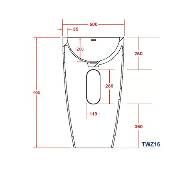 Lavabo a colonna (Solid Stone) TWZ16 - 50x50x90cm