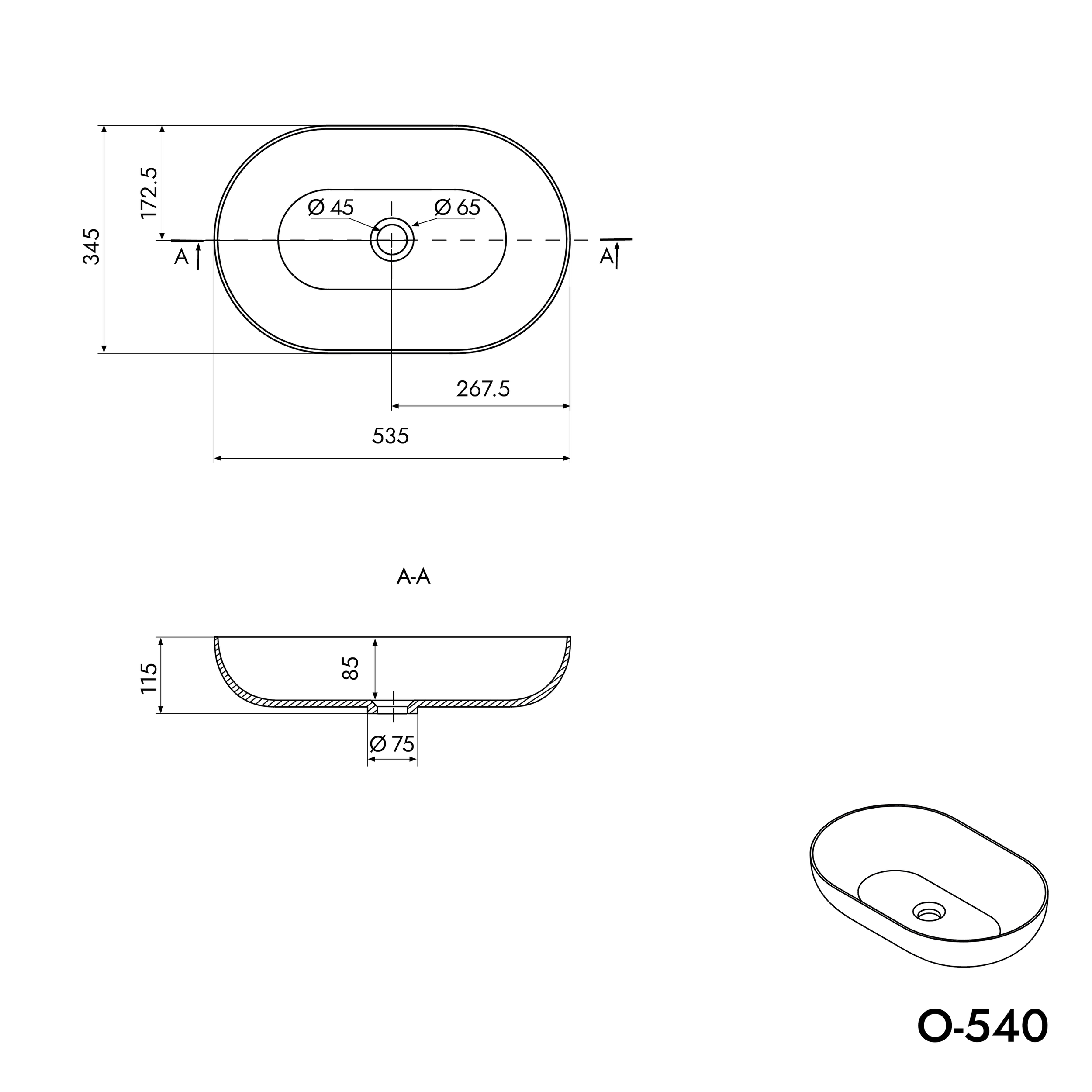 Lavabo da appoggio O-540