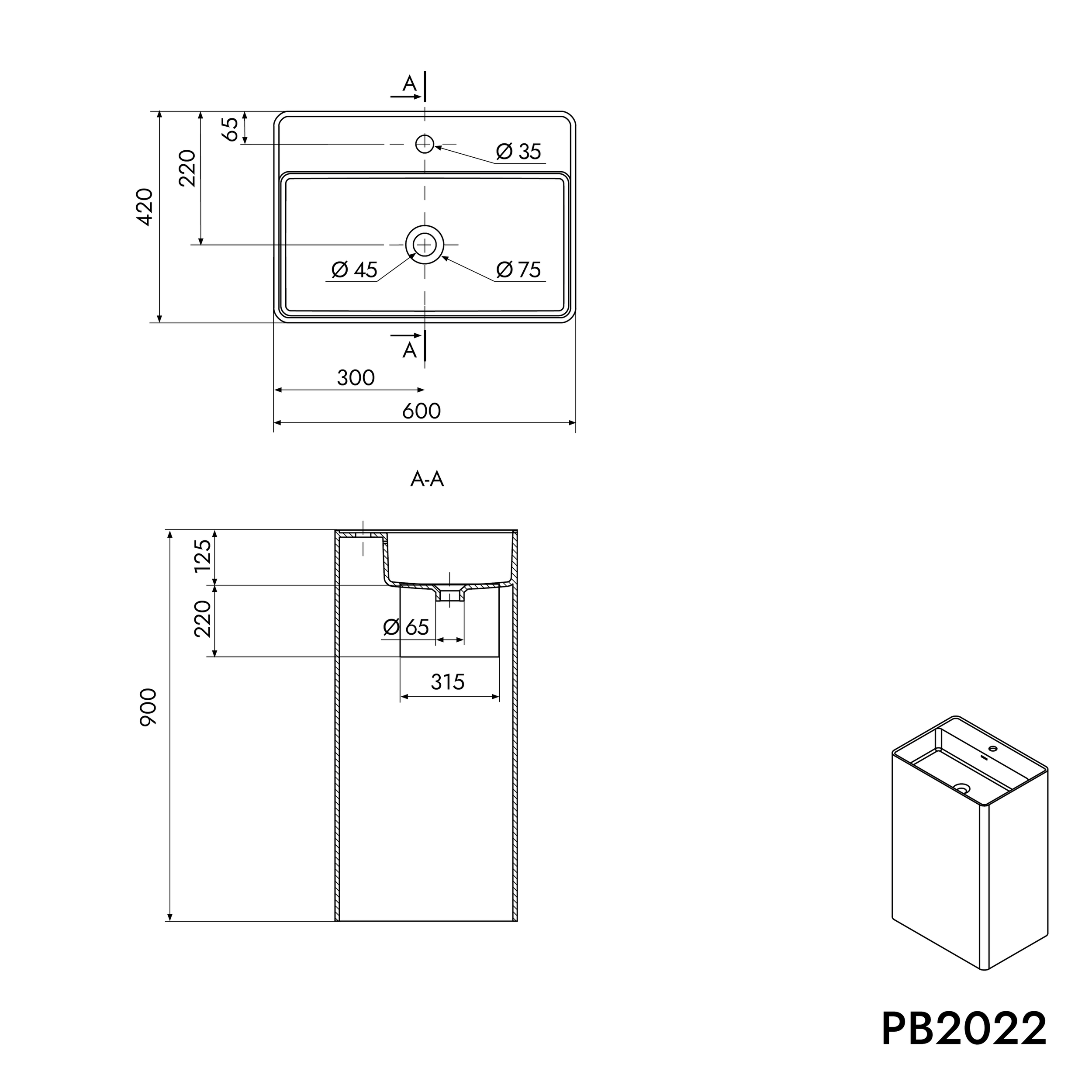 Lavabo freestanding PB2022